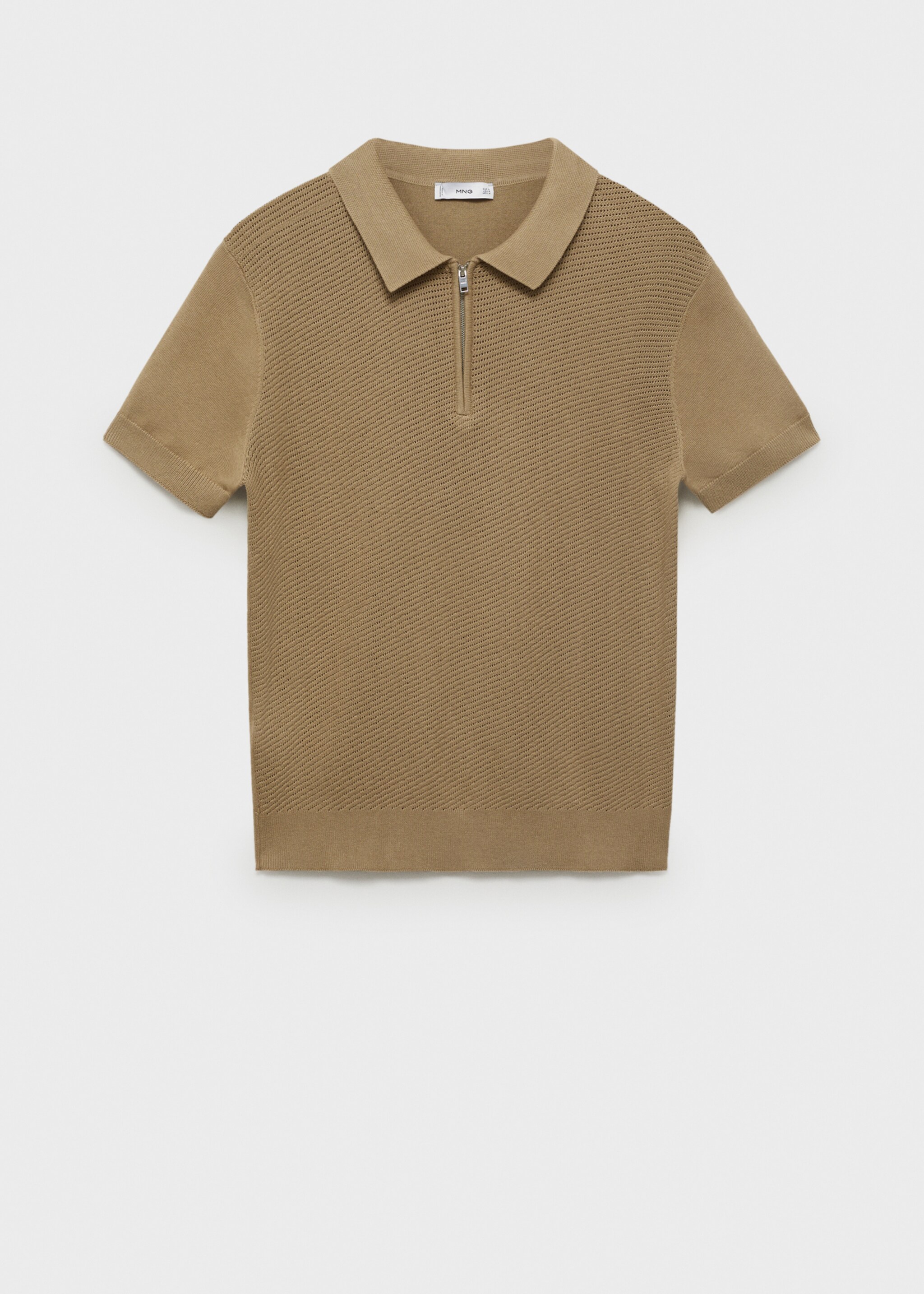 Openwork knitted polo shirt with zipper - Article without model