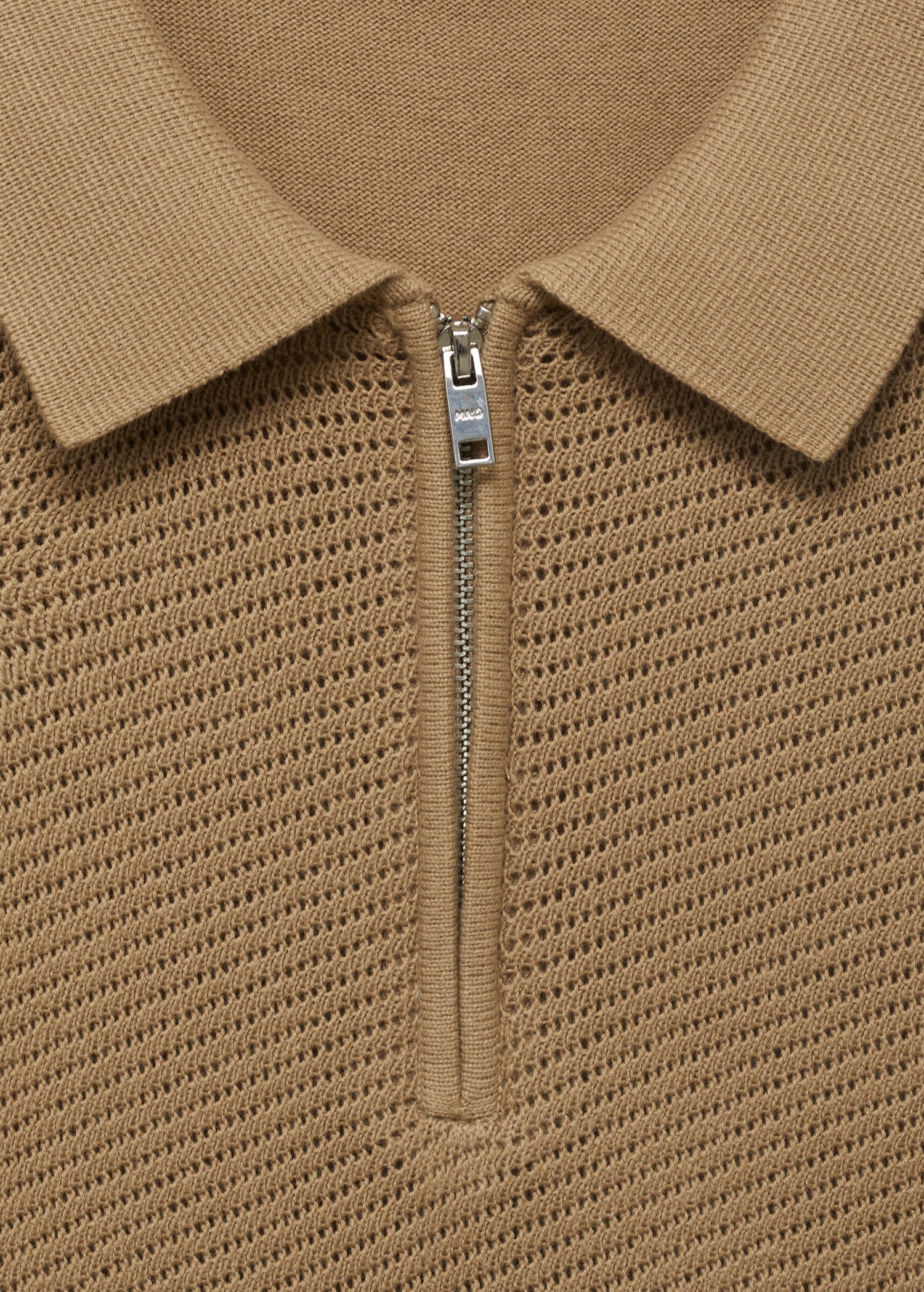 Openwork knitted polo shirt with zip - Details of the article 8