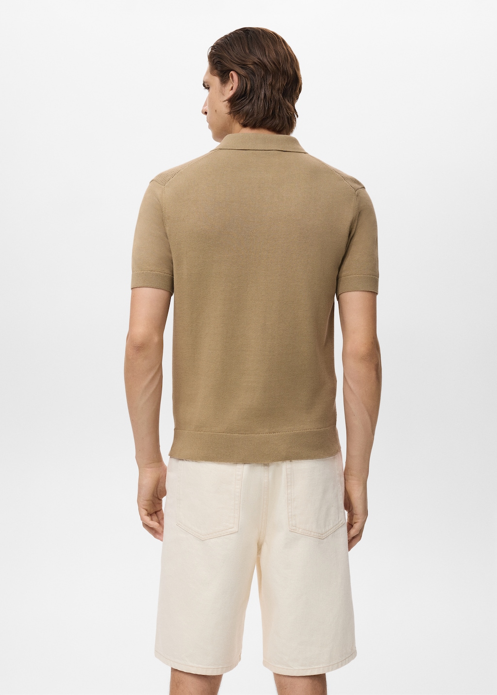 Openwork knitted polo shirt with zip - Men | MANGO Canada