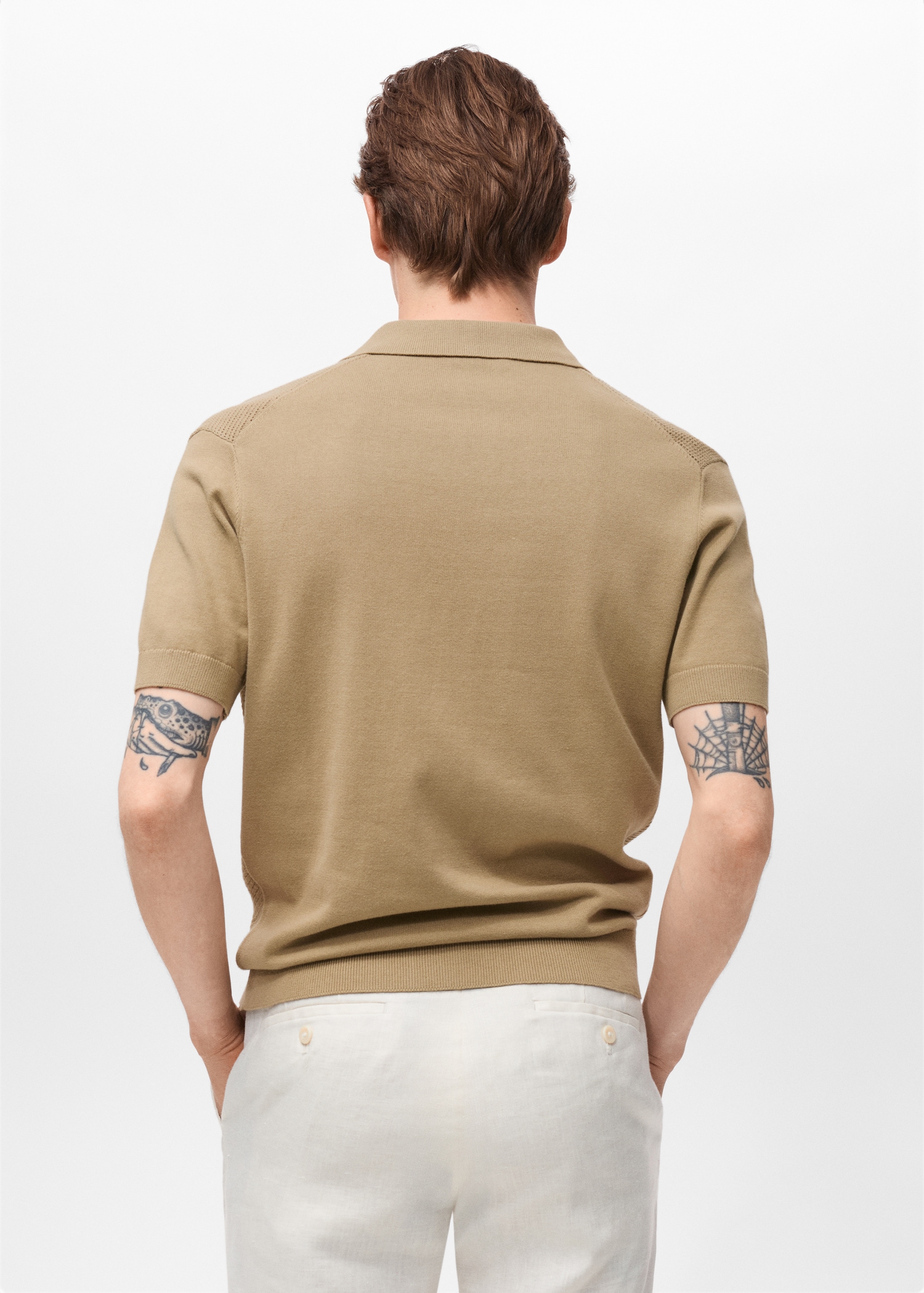 Openwork knitted polo shirt with zip - Reverse of the article