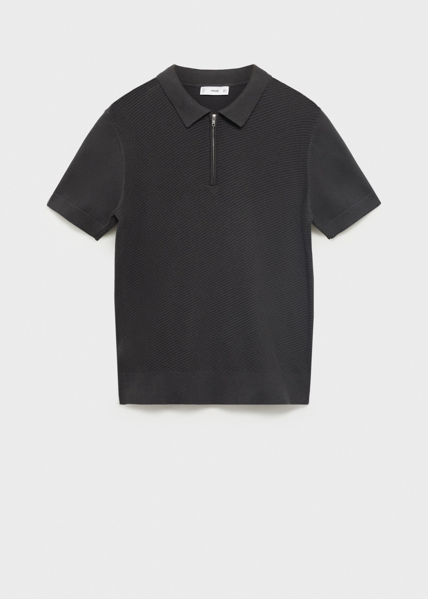 Openwork knitted polo shirt with zip - Article without model