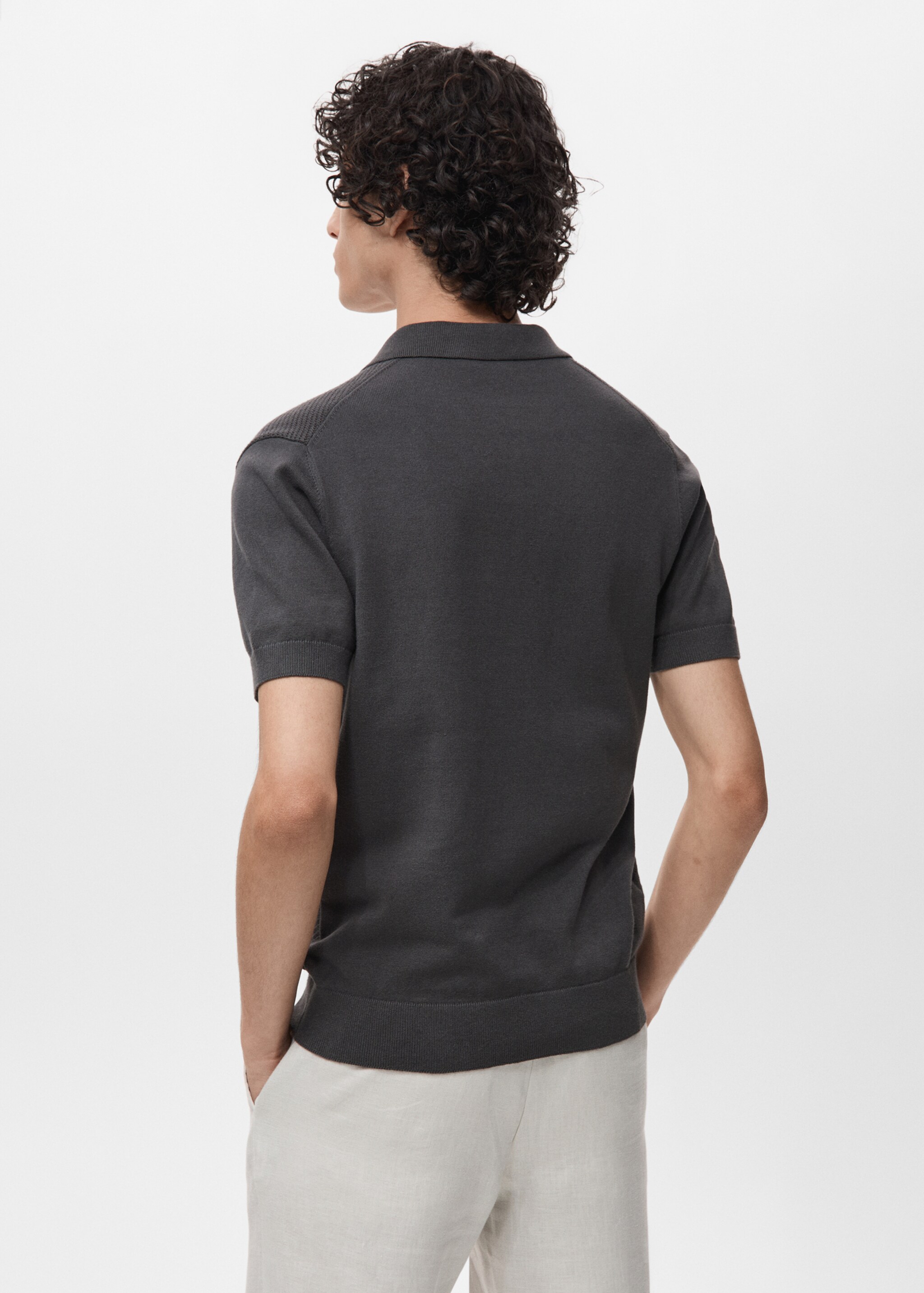 Ajour poloshirt met rits - Achterkant van het artikel
