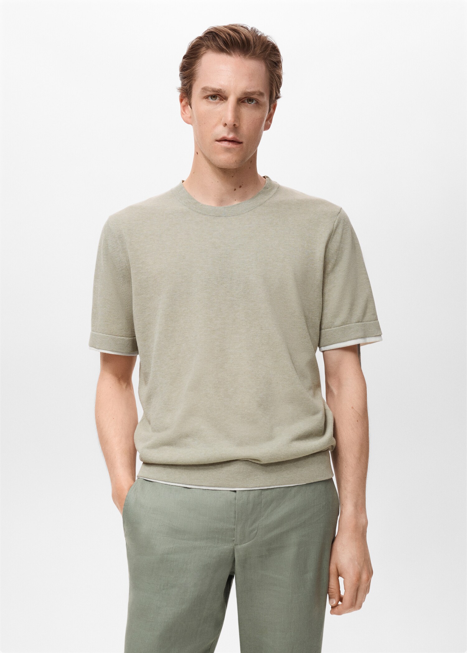 Camiseta combinada algodón - Plano medio