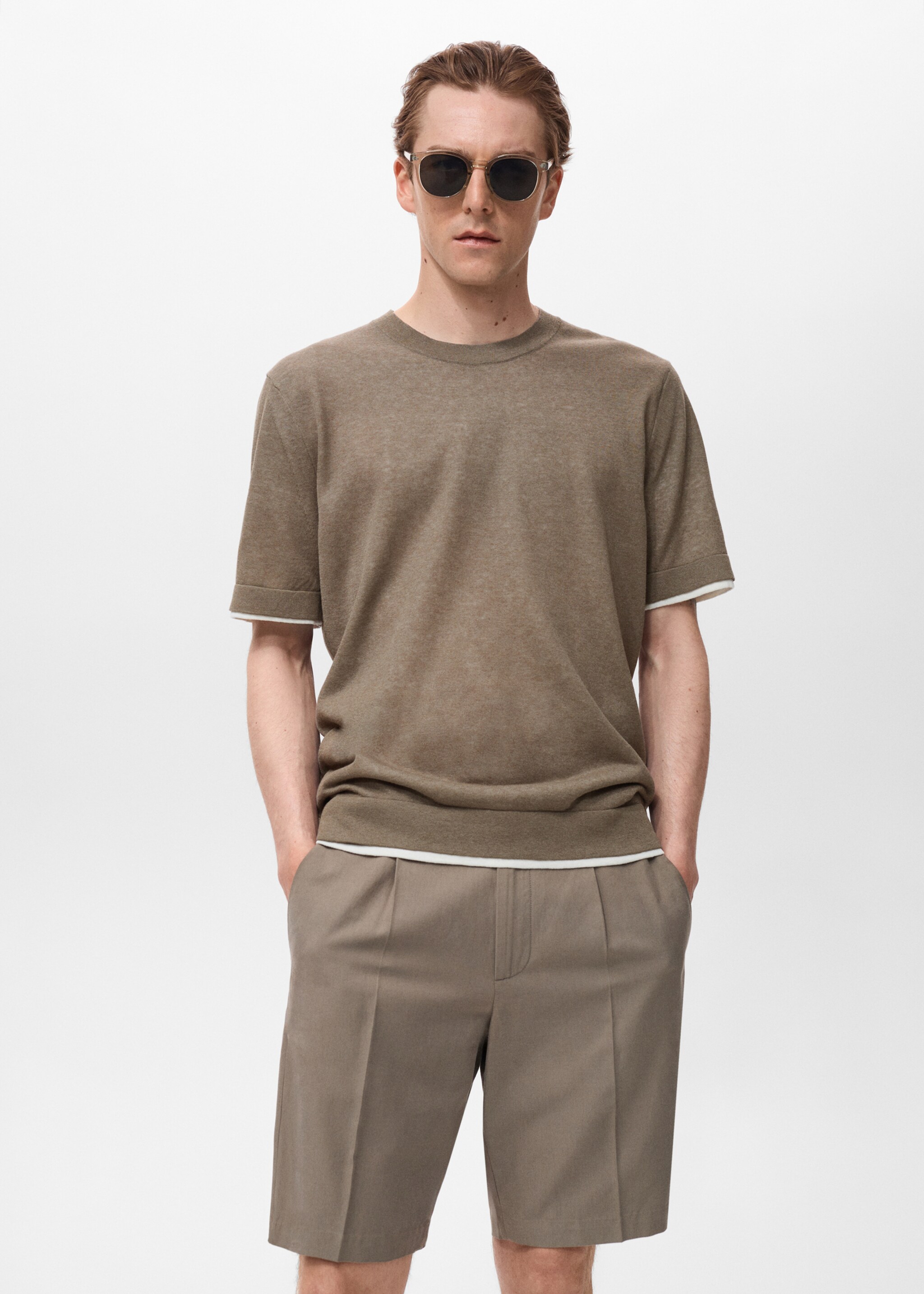 T-shirt combiné coton - Plan moyen