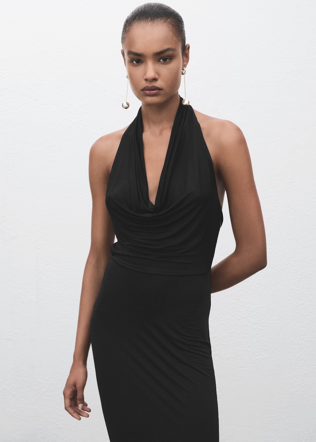 Draped open-back dress