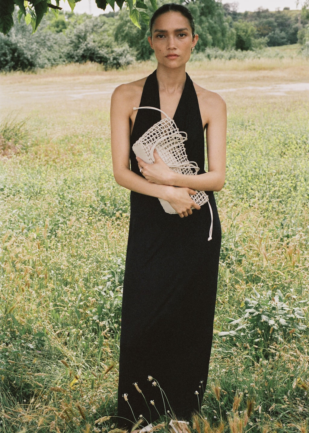 Draped open-back dress