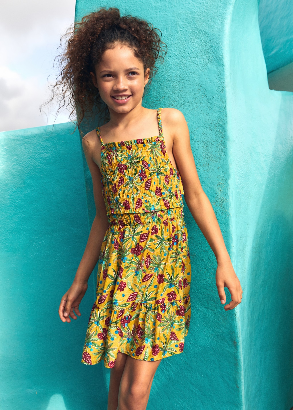 Printed ruched dress