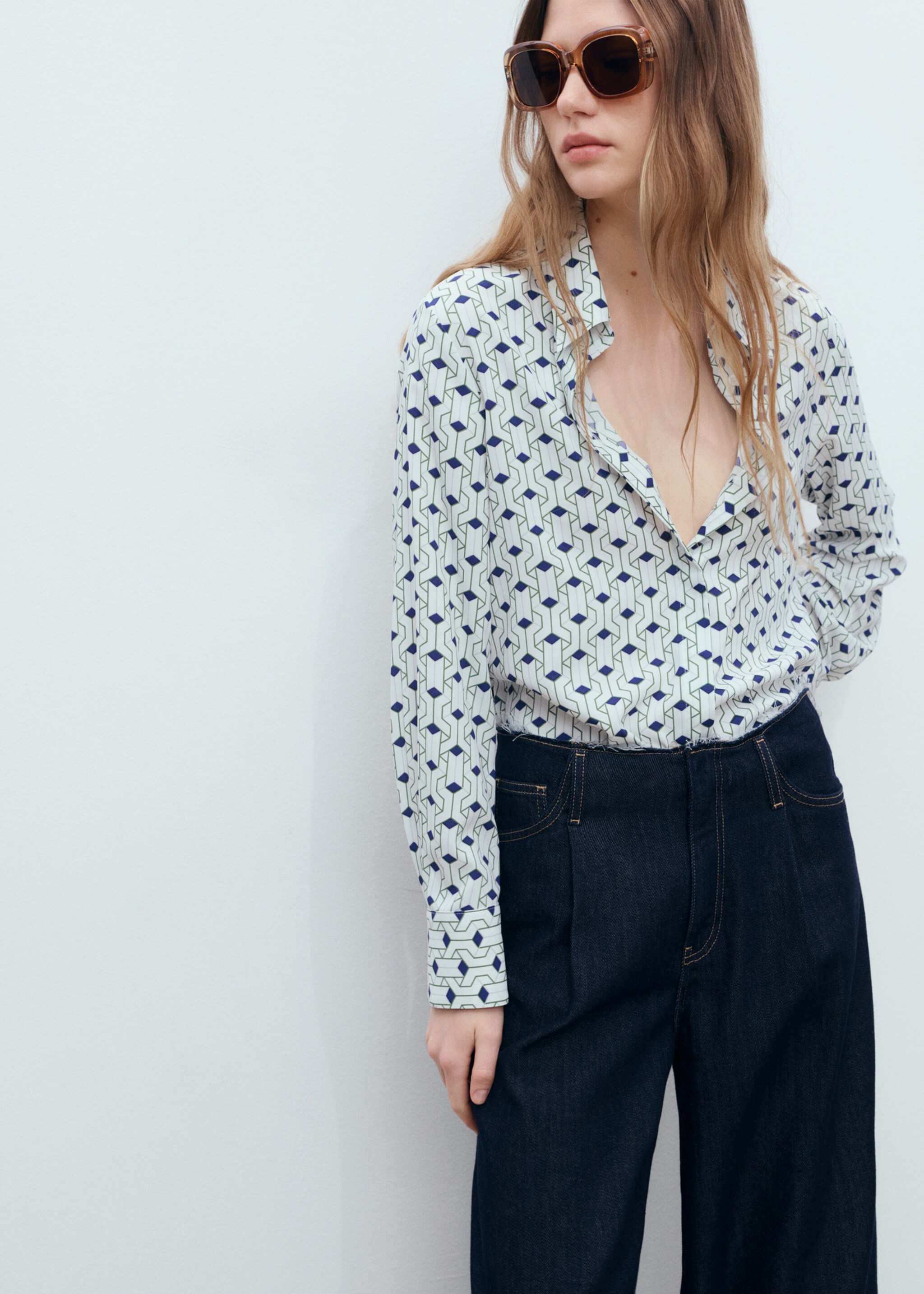 Geometric-print straight shirt - Medium plane