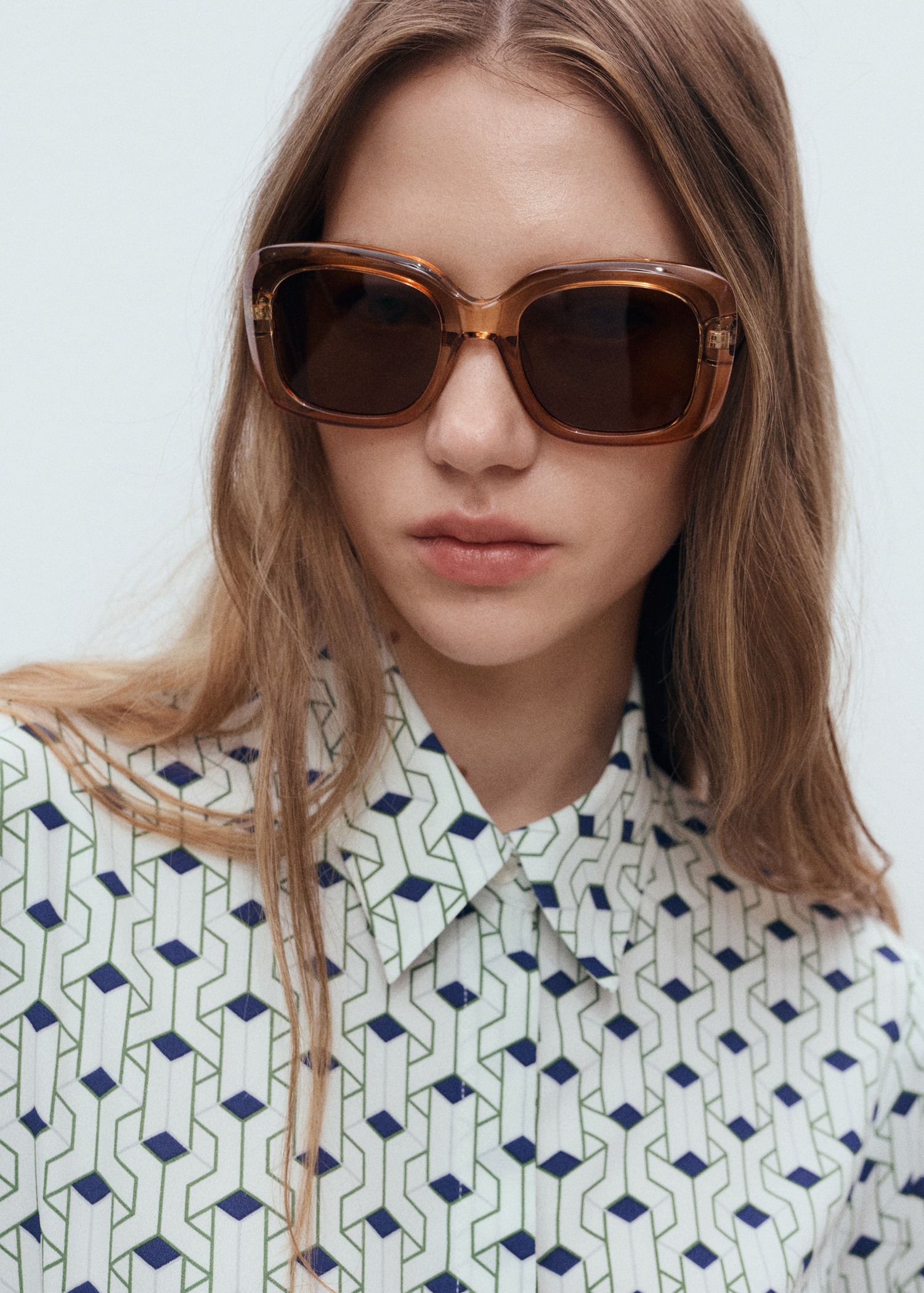 Geometric-print straight shirt - Details of the article 1