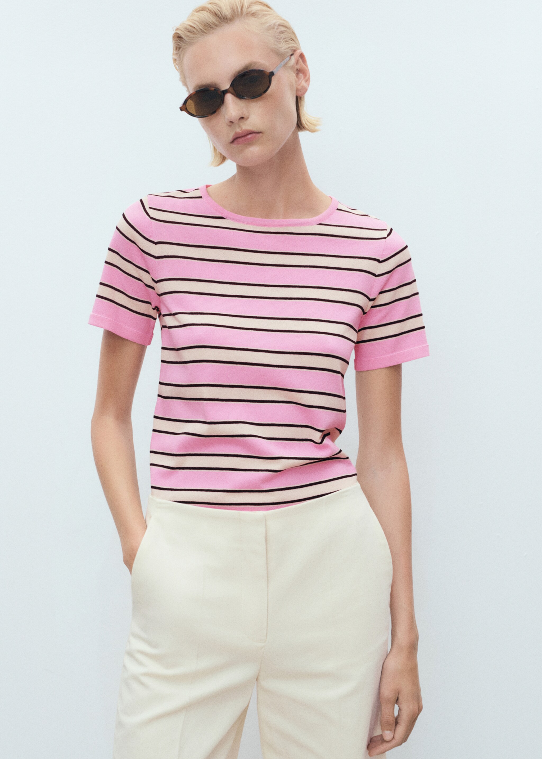 Short-sleeved jersey with combined stripes - Medium plane