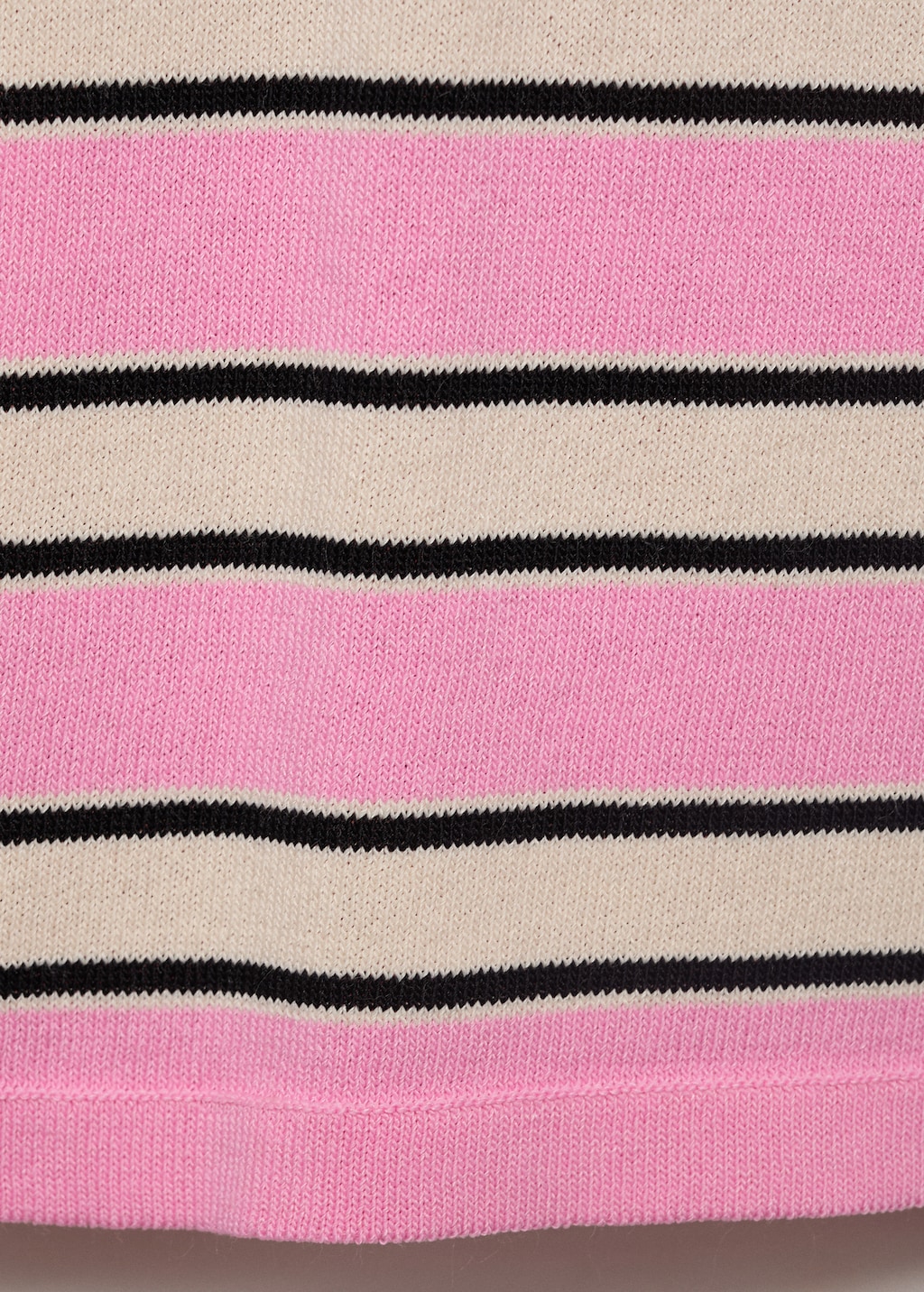 Short-sleeved sweater with combined stripes