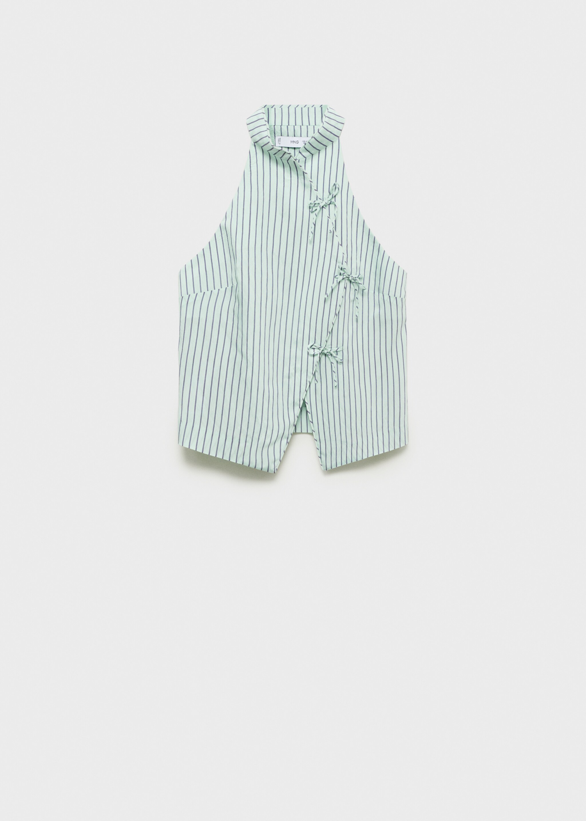 Striped top with a strap neckline and laces - Article without model