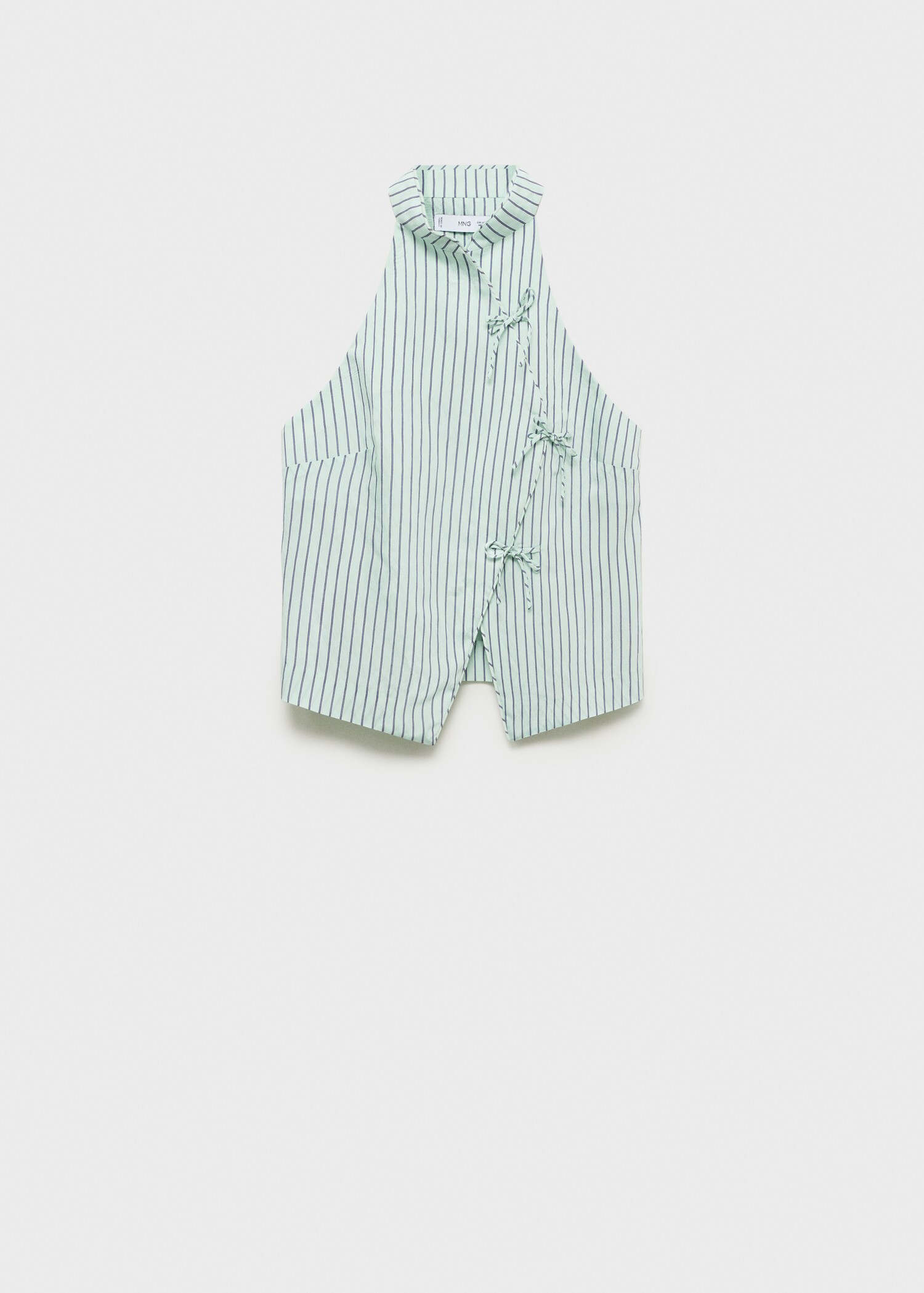 Striped top with a strap neckline and laces - Article without model