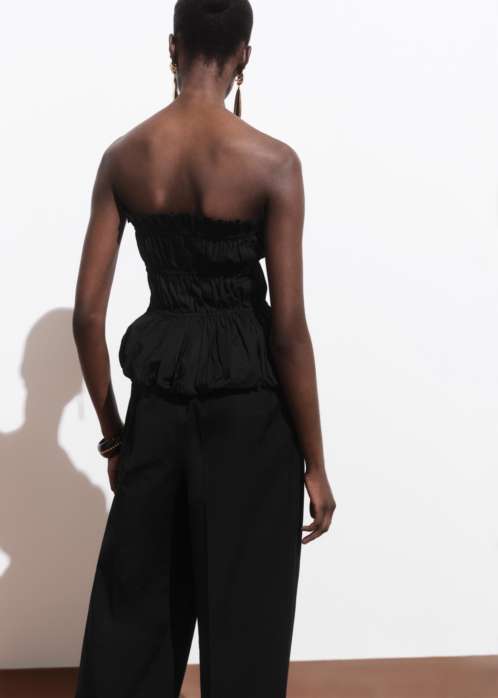 Ruched strapless top - Reverse of the article, Black. Ref: 17051269-00.