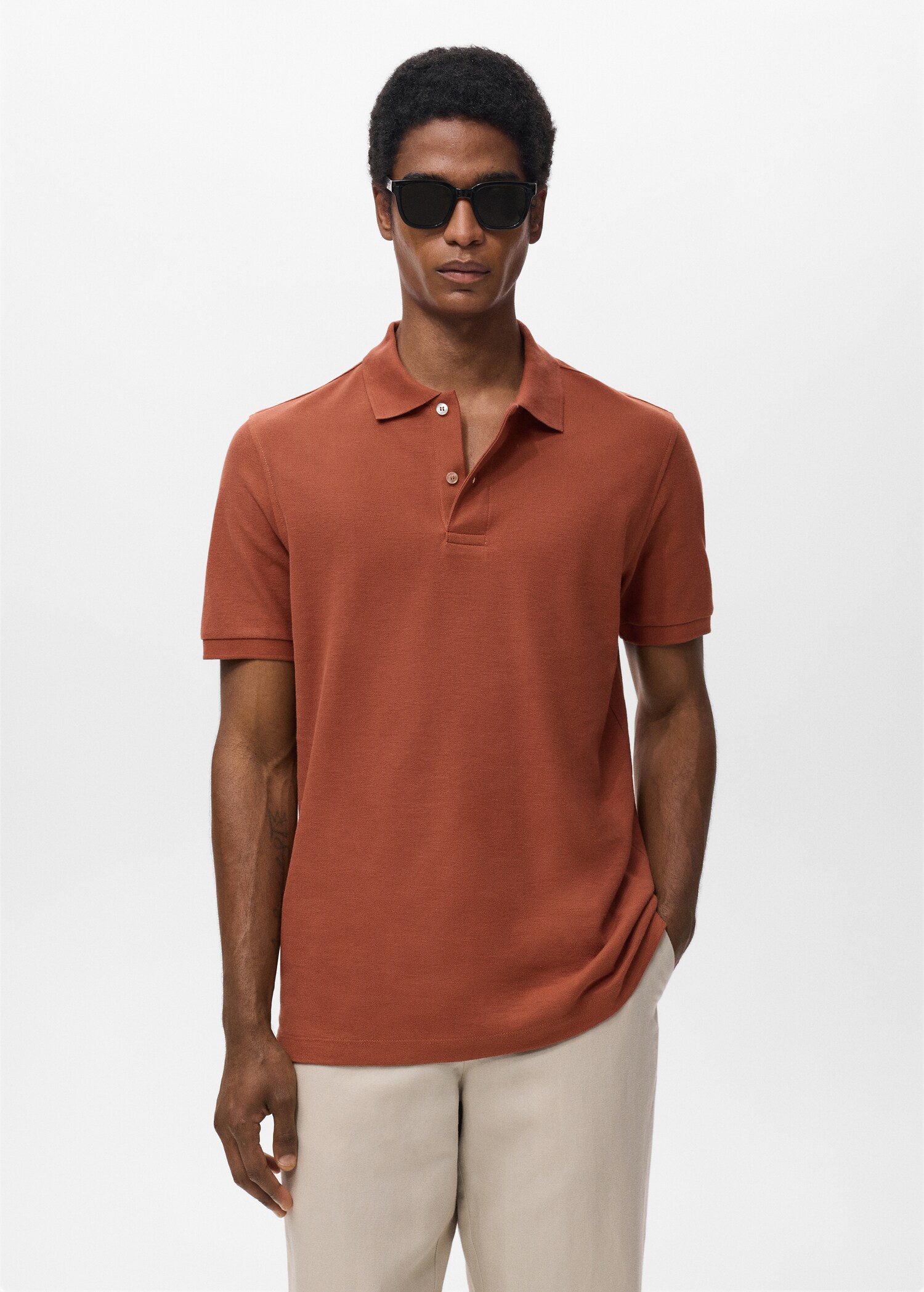 Regular-Fit-Poloshirt aus Baumwoll-Piqué - Mittlere Ansicht