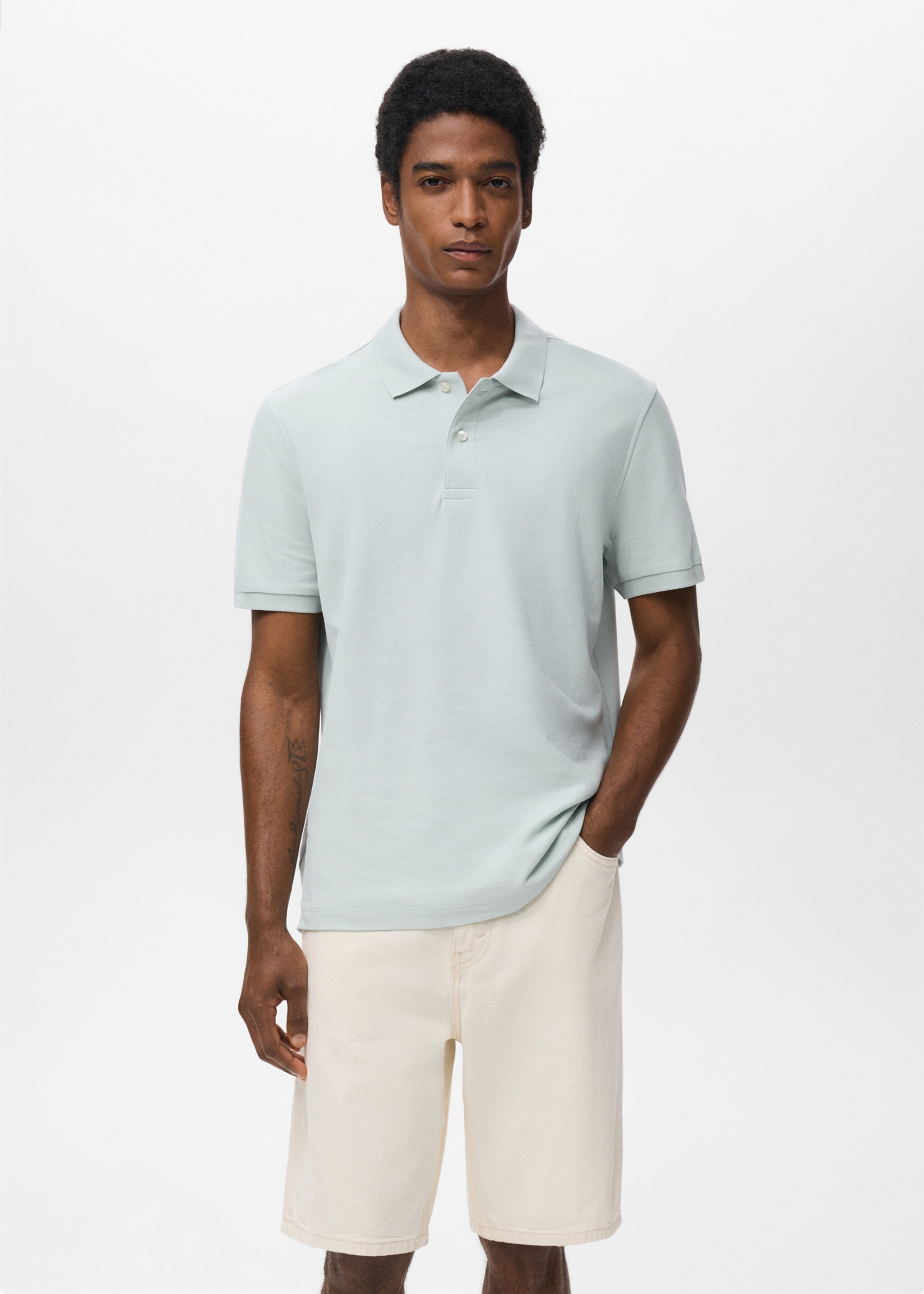 Regular-fit cotton piqué polo shirt - Medium plane