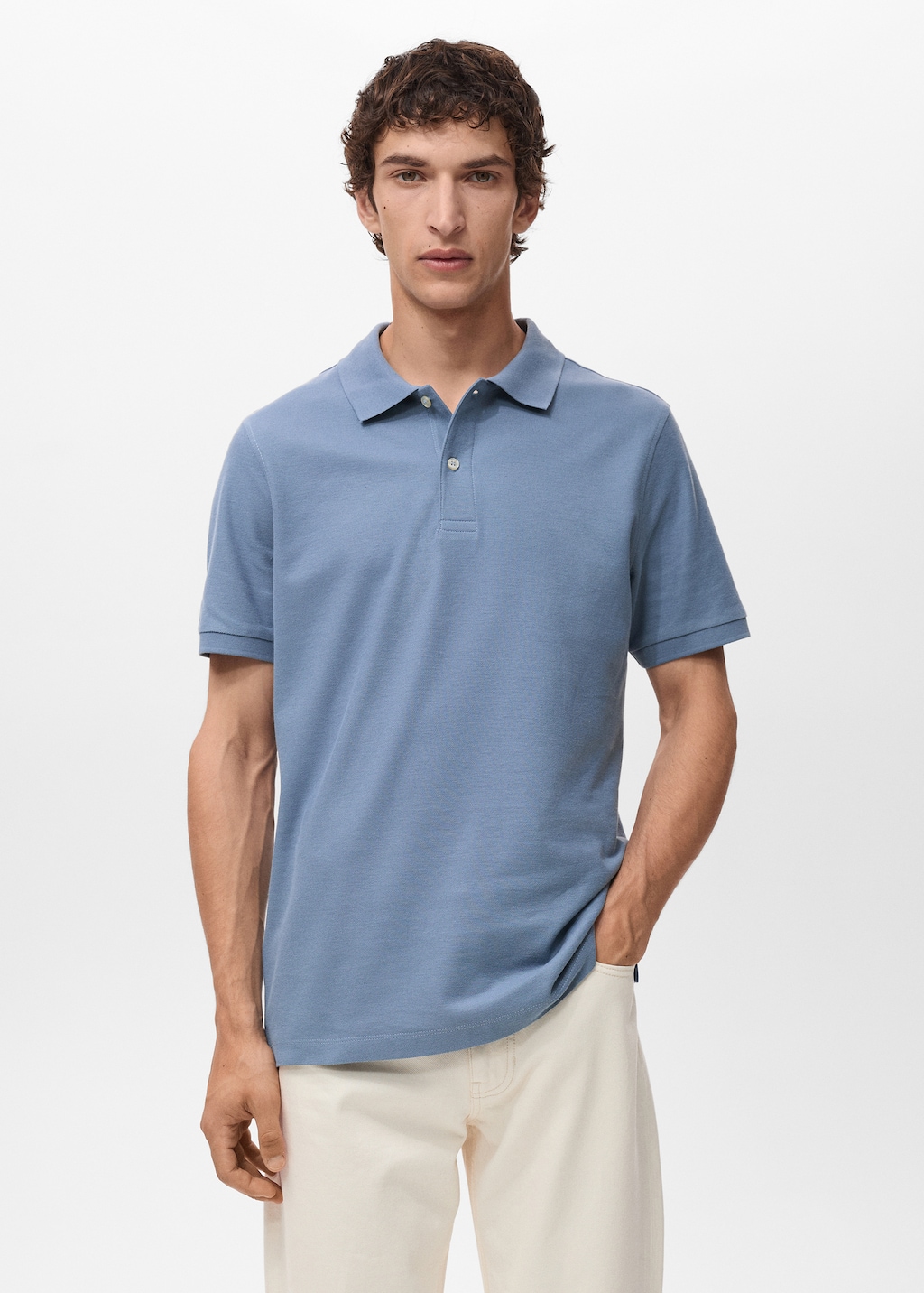 Regular-fit cotton piqué polo shirt