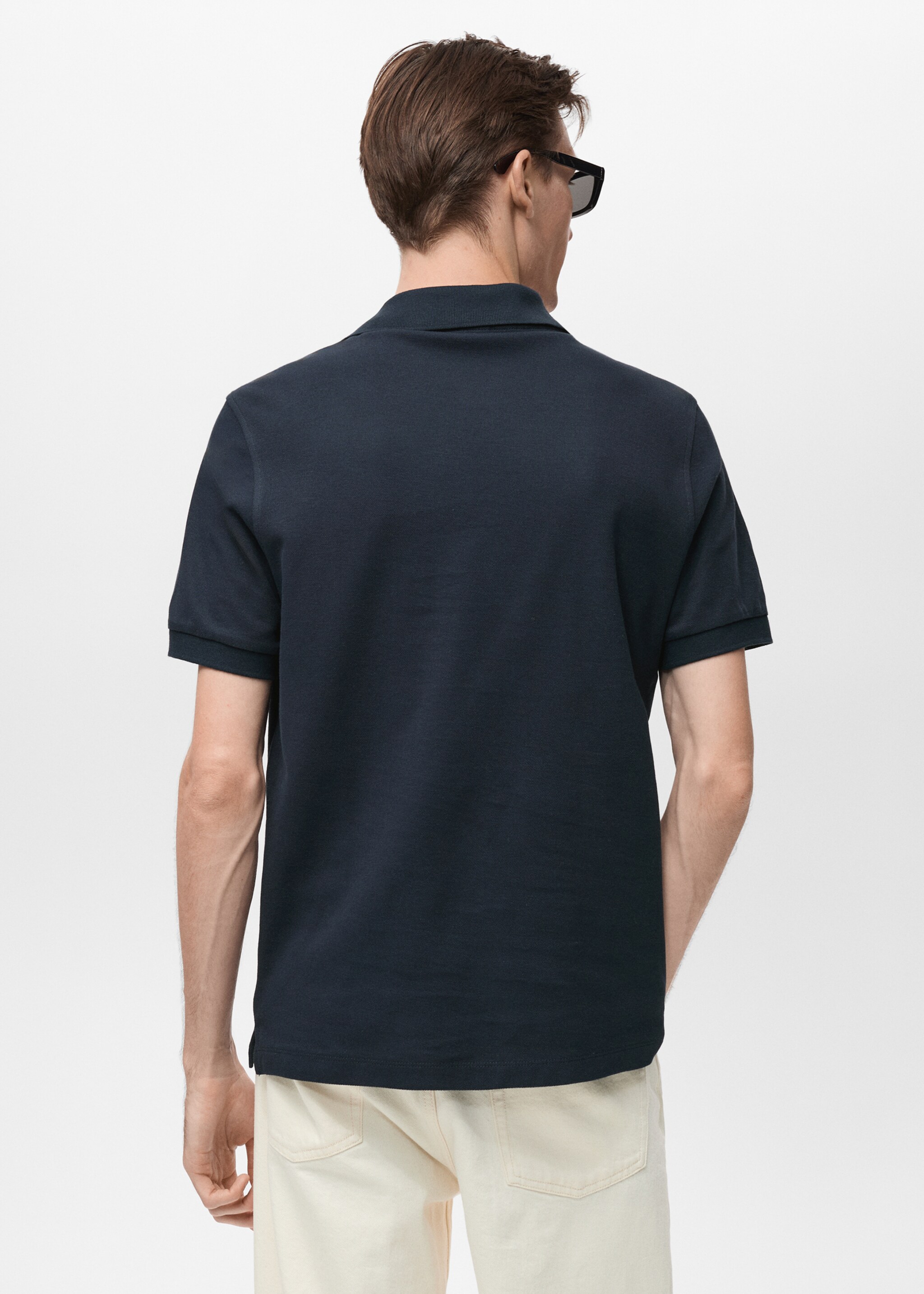 Regular kesim pamuklu pike polo gömlek - Ürünün arkası