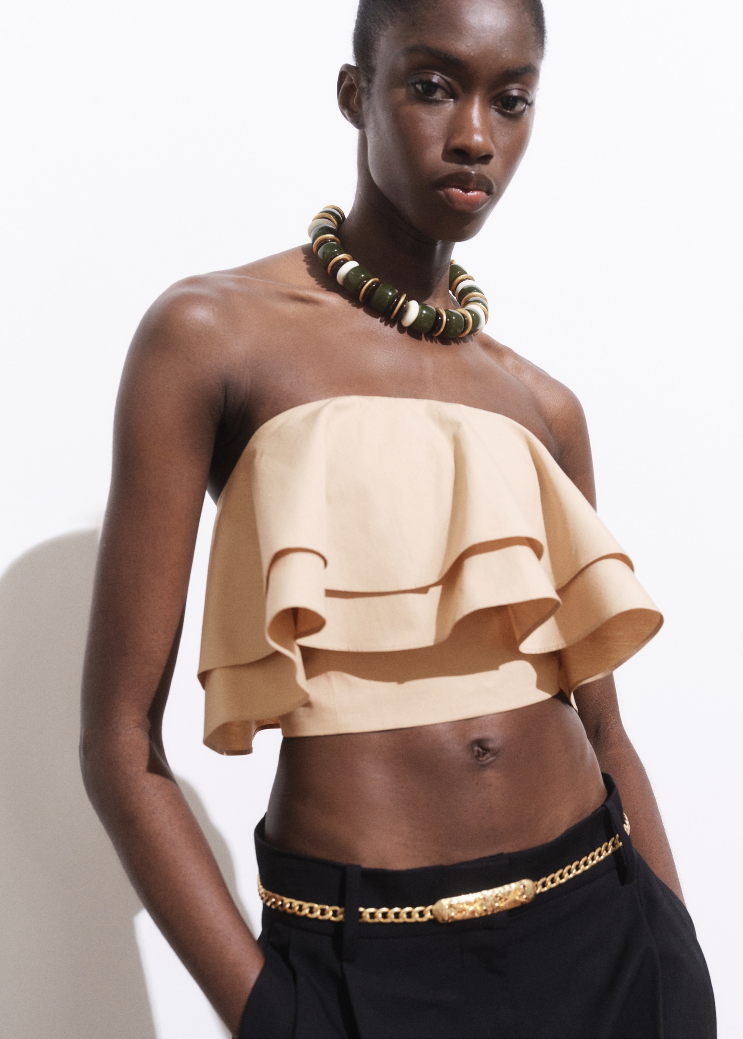 Haut Volant Top Volant Femme Top à Volants Brodés Mode Femme