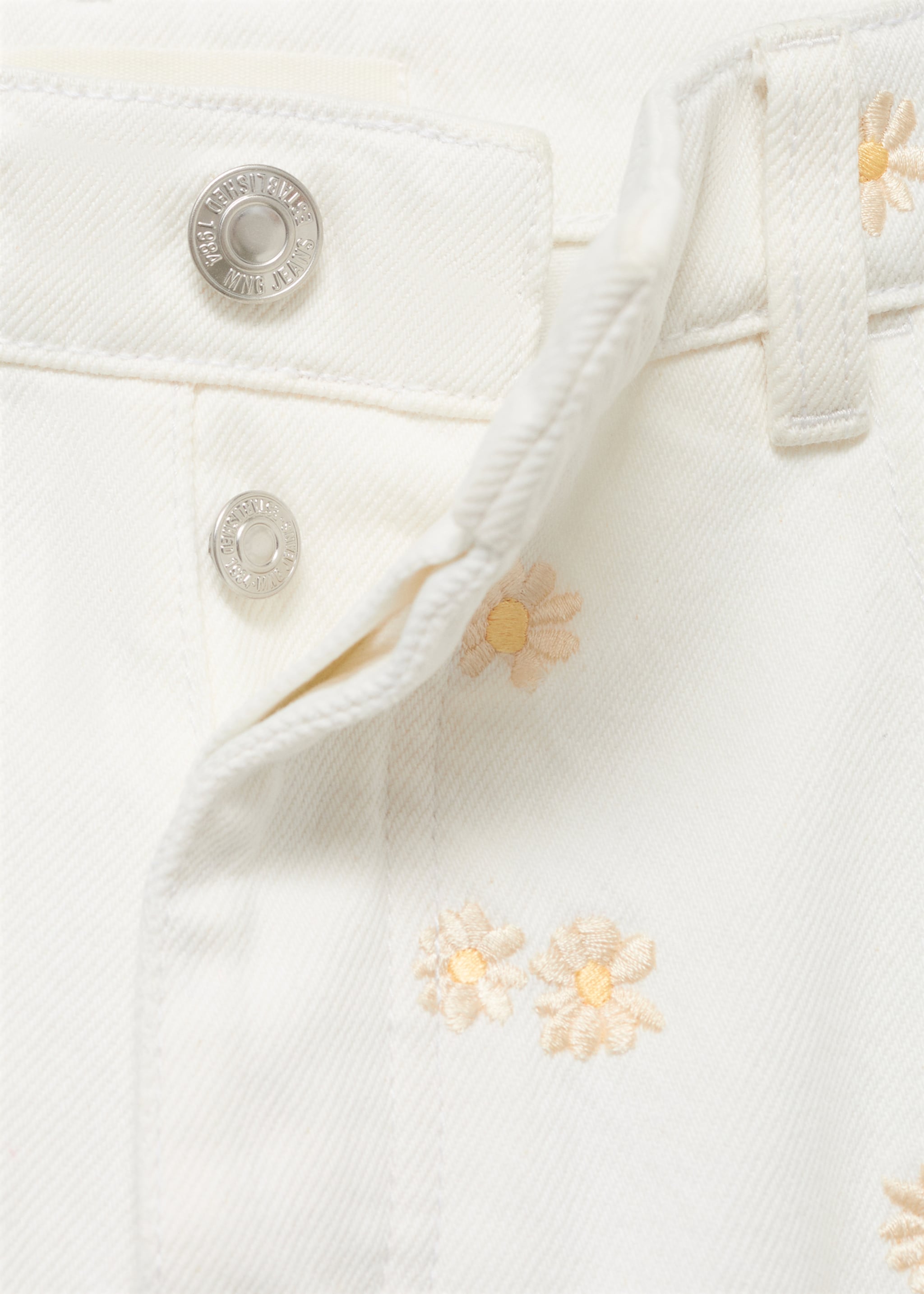 Flower-embroidered wide-leg jeans - Details of the article 8