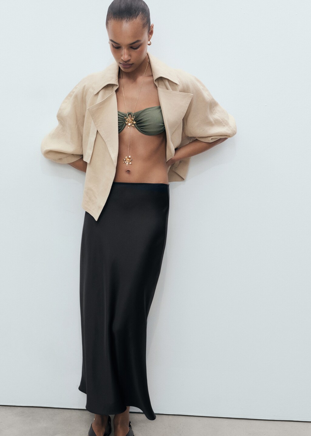 Satin long skirt - image 4