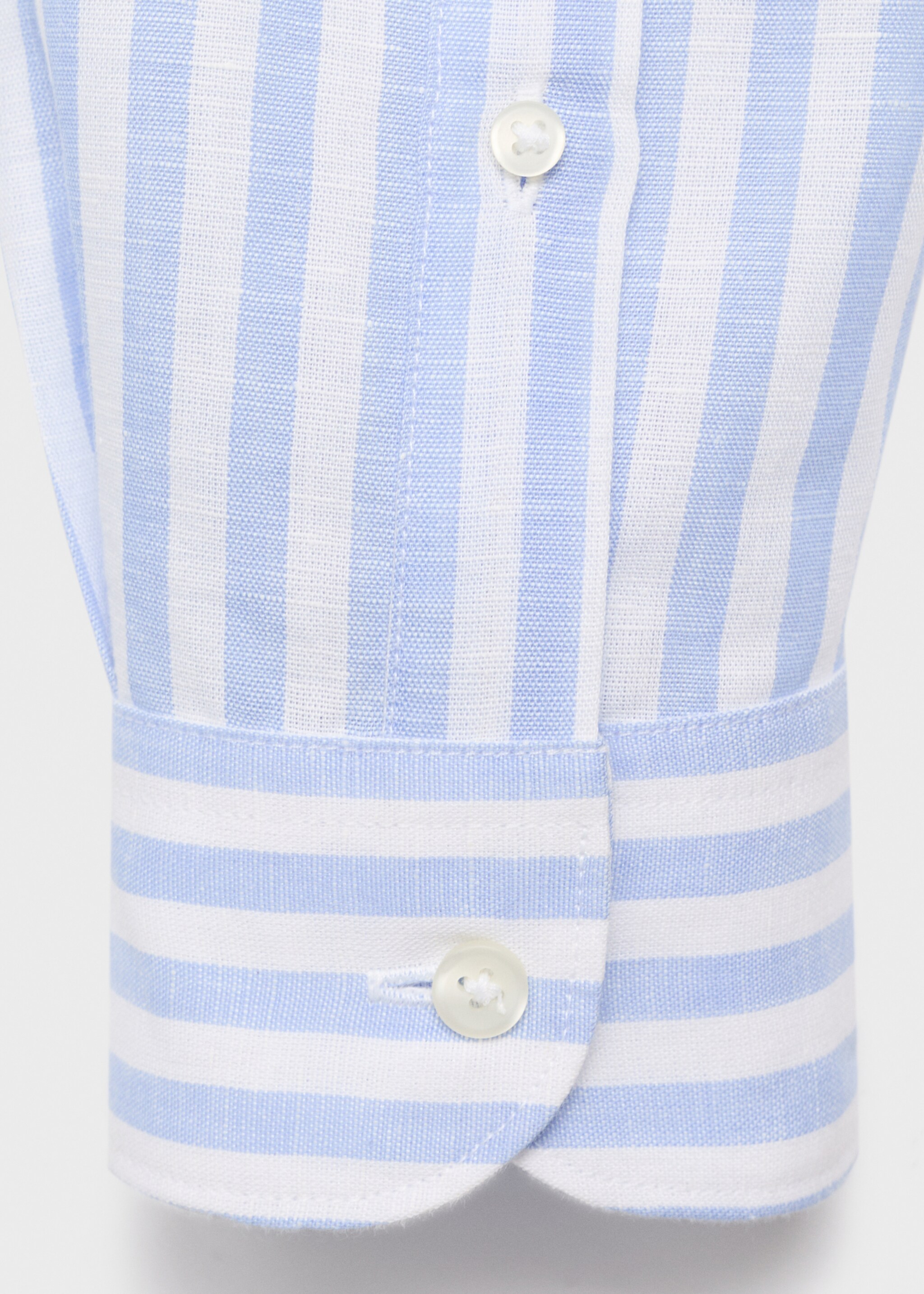 Regular-fit striped cotton-linen shirt - Details of the article 0, Blue. Ref: 17051290-00.