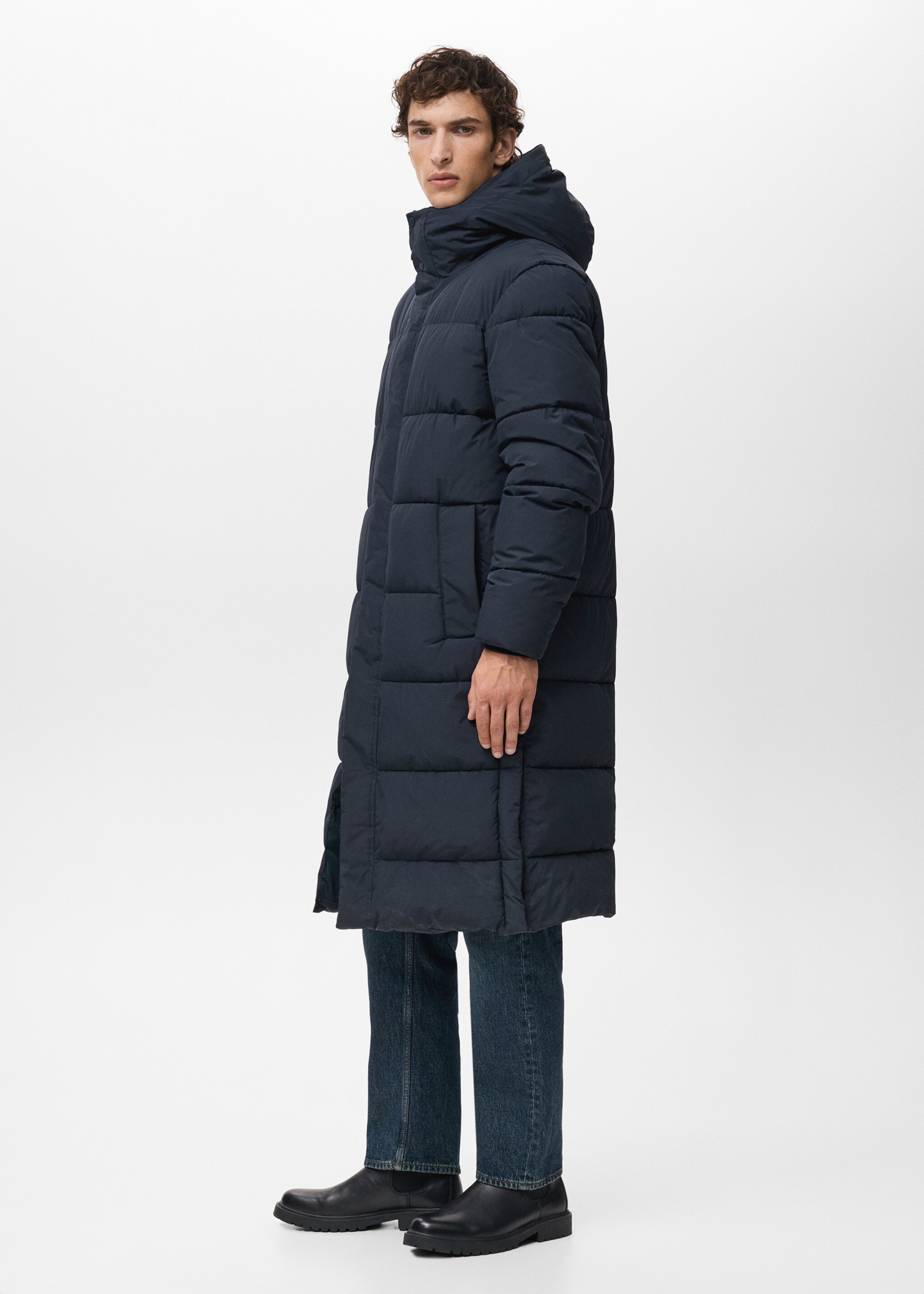Water-repellent quilted long anorak - Details of the article 2