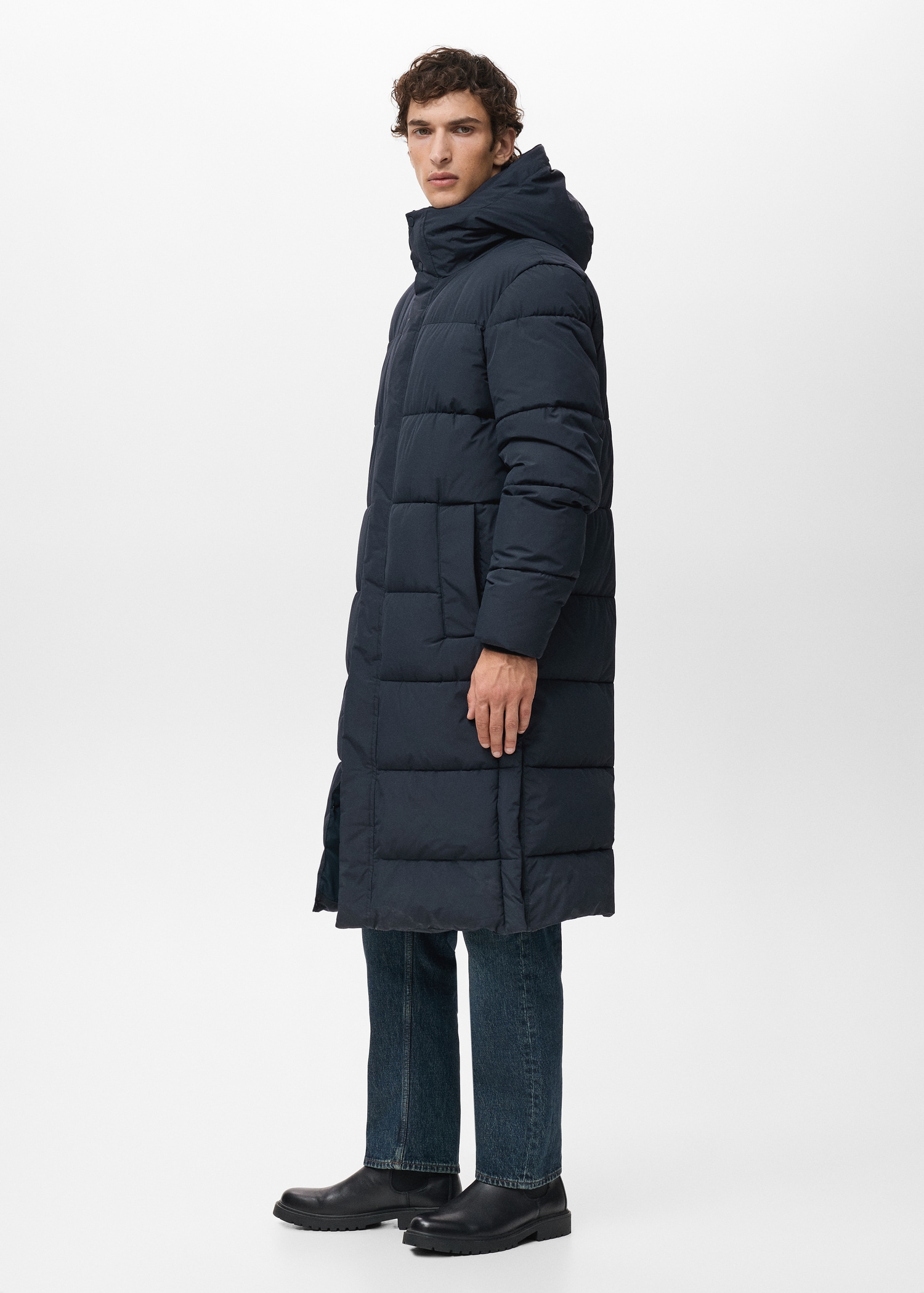 Water-repellent quilted long anorak - Details of the article 2