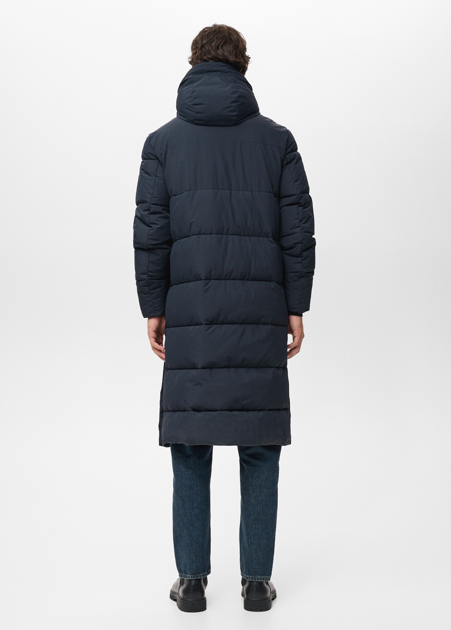 Water-repellent quilted long anorak - Reverse of the article