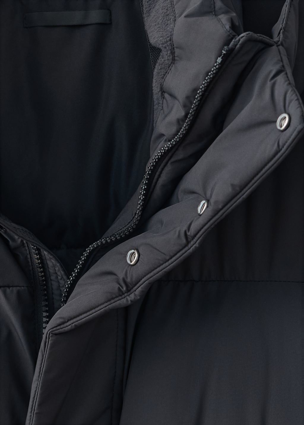 Water-repellent quilted long anorak