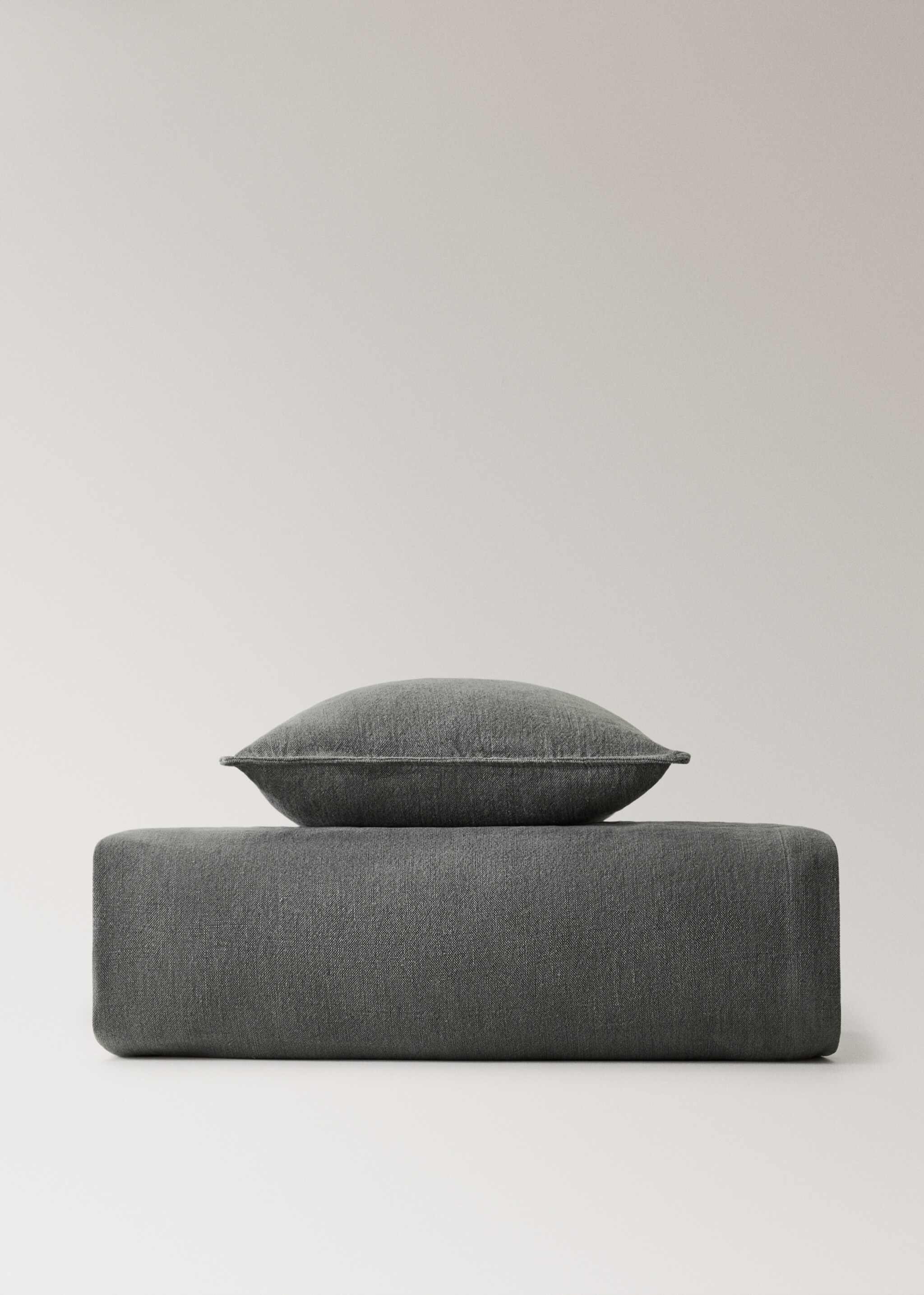 Pläd 100% linne 130/150 cm säng - Detaljer om artikeln 3, Mellangrå. Ref: 17051521-00.