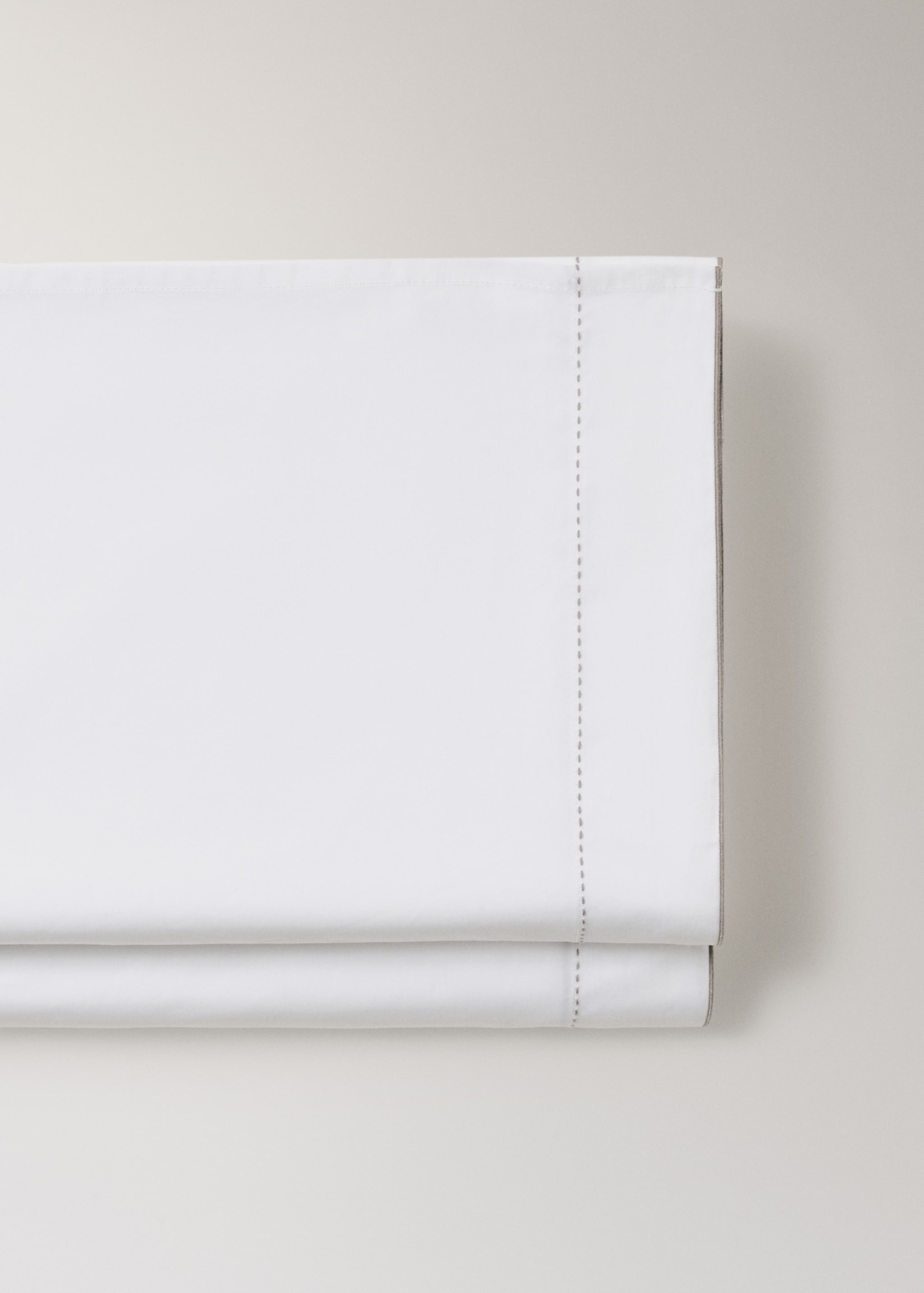 200-thread count percale cotton top sheet for 150/160 cm bed - Details of the article 3, White. Ref: 17051523-00.