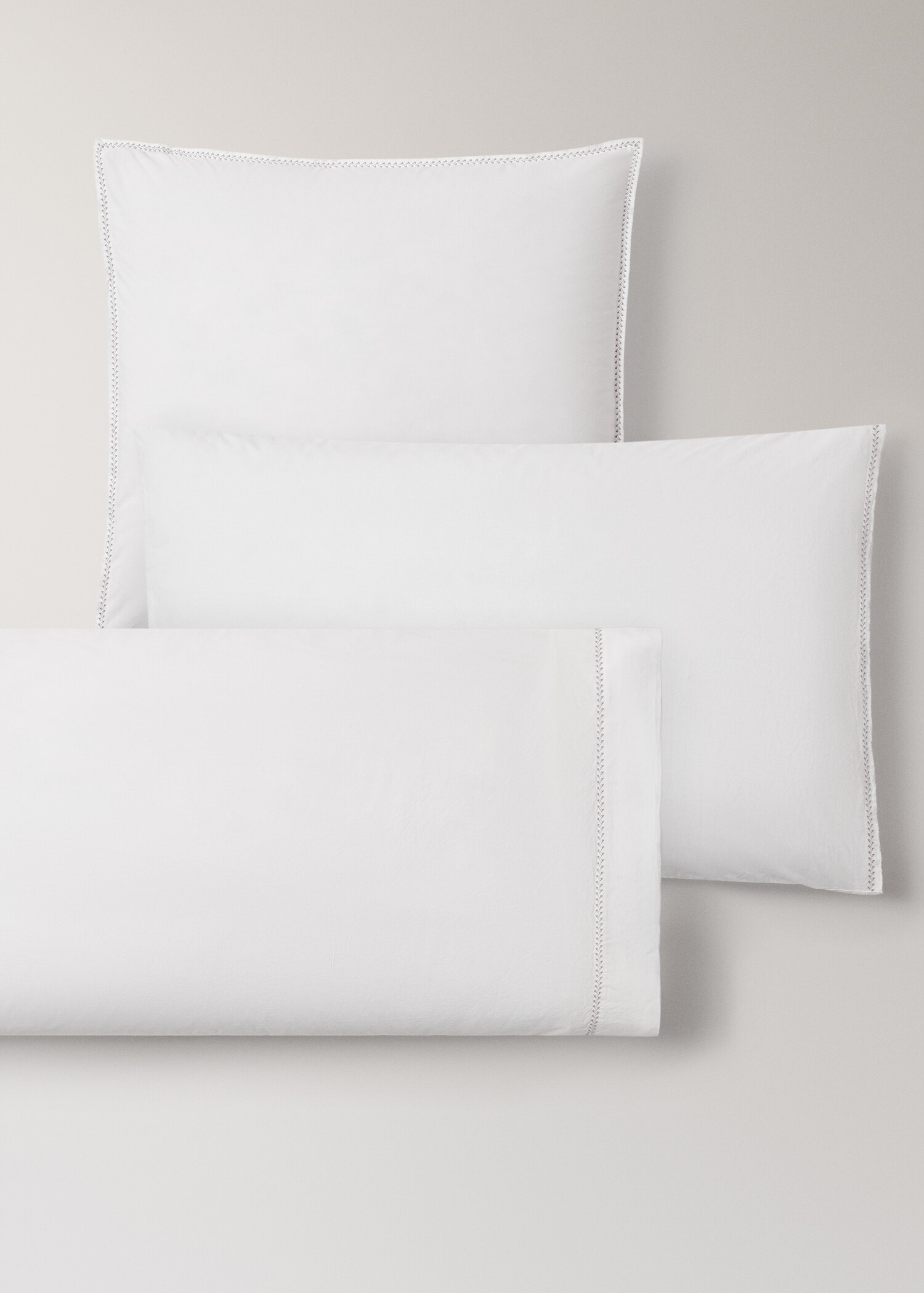 Pillowcase in washed cotton percale with zigzag stitching 50x75 cm - Pormenor do artigo 4