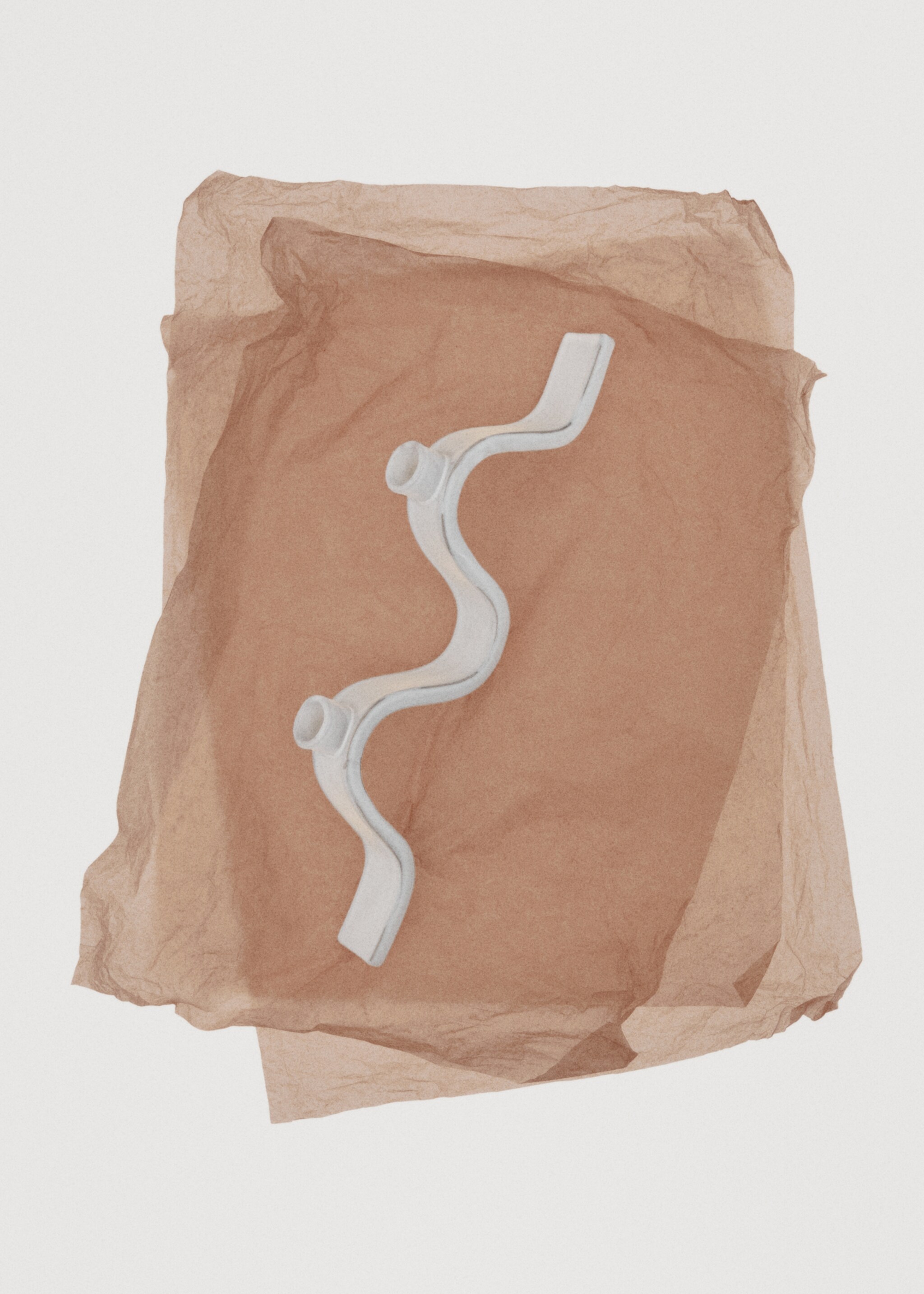 Stoneware candlestick with wave design and glossy finish - Details of the article 7, White. Ref: 17051530-00.