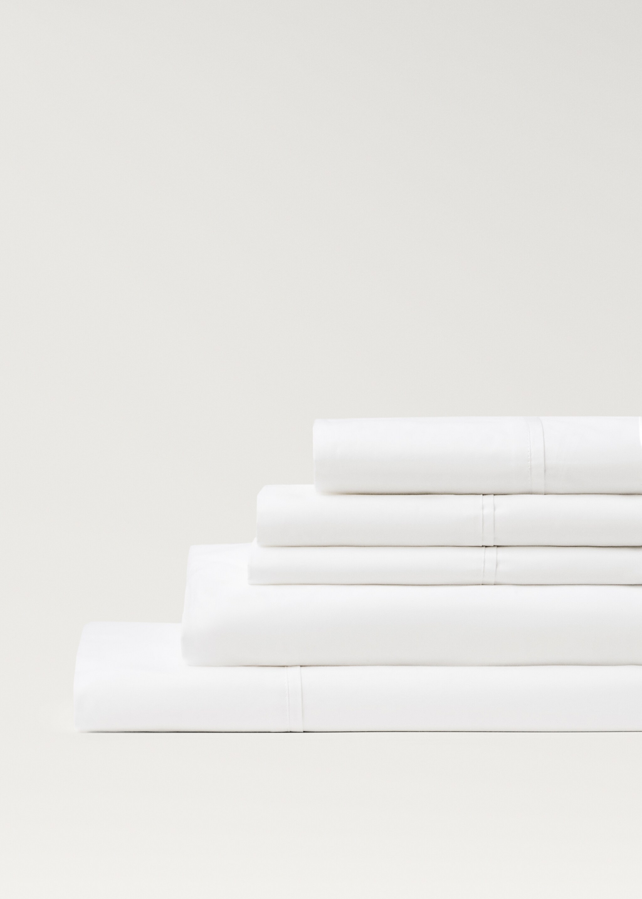 Drap-housse percale de coton 300 fils lit 135/140 cm - Détail de l'article 3, Écru. Ref: 17051549-00.