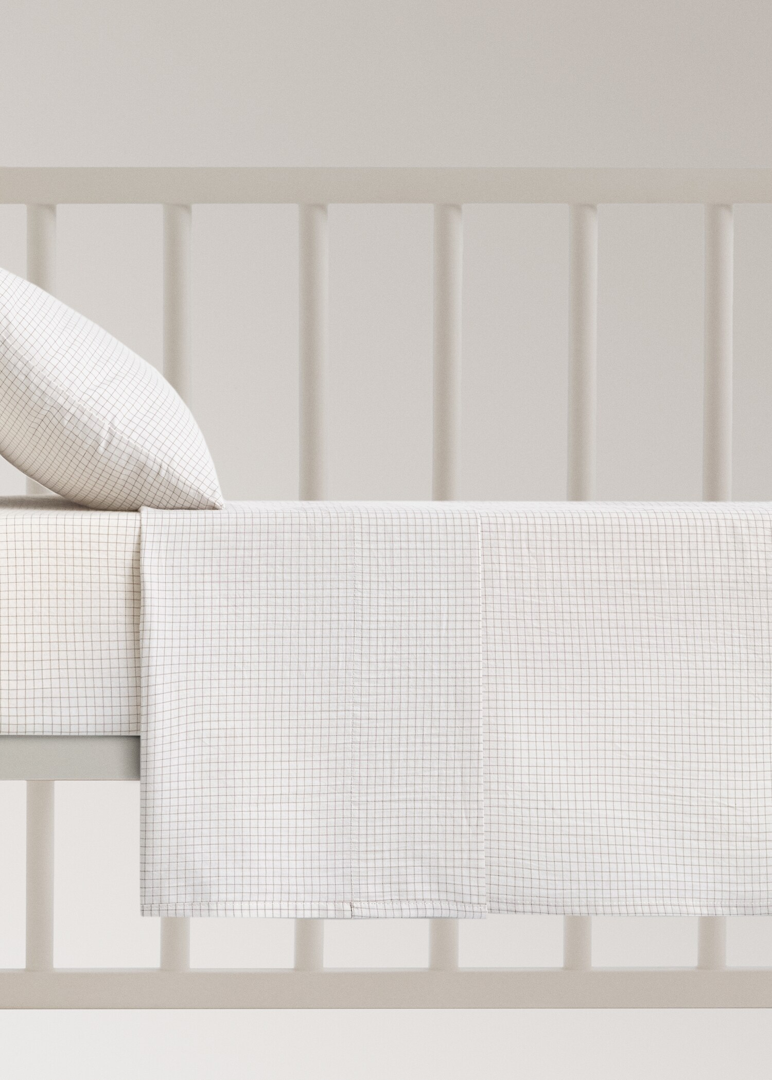 Drap plat berceau coton fil teinté mini carreau - Article sans modèle