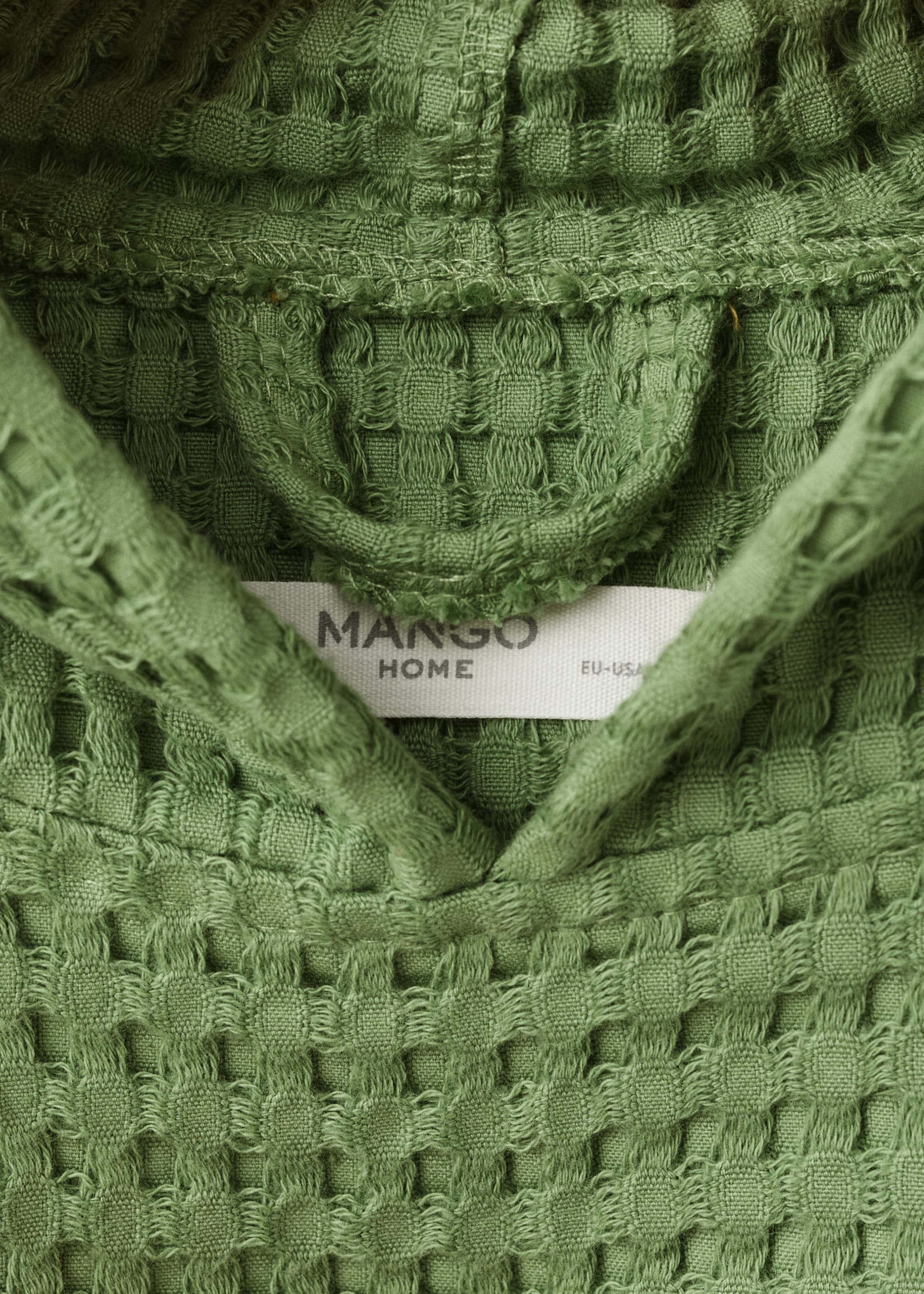 Children's waffle cotton dressing gown - Details of the article 2, Green. Ref: 17051567-00.