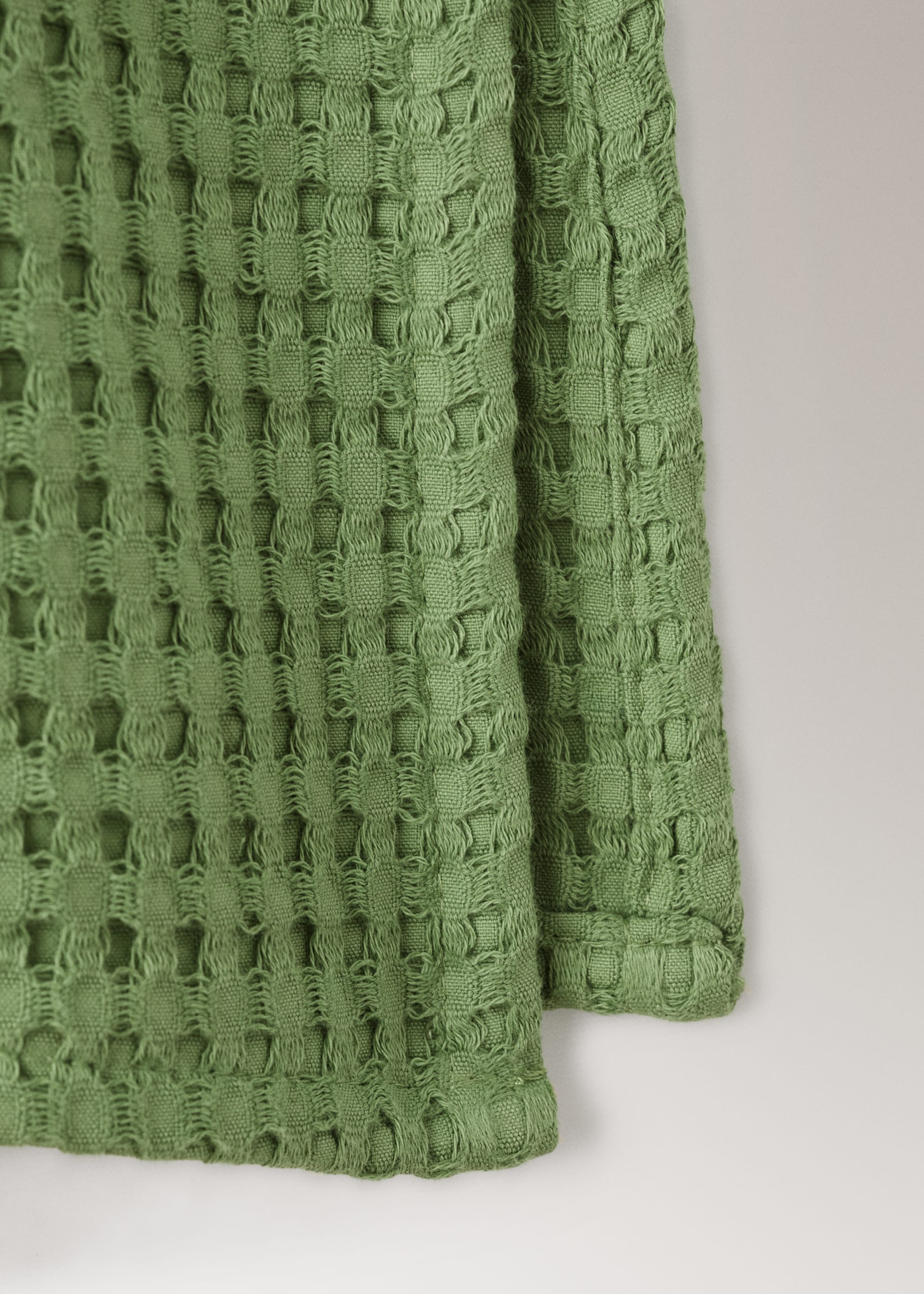 Children's waffle cotton dressing gown - Details of the article 3, Green. Ref: 17051567-00.
