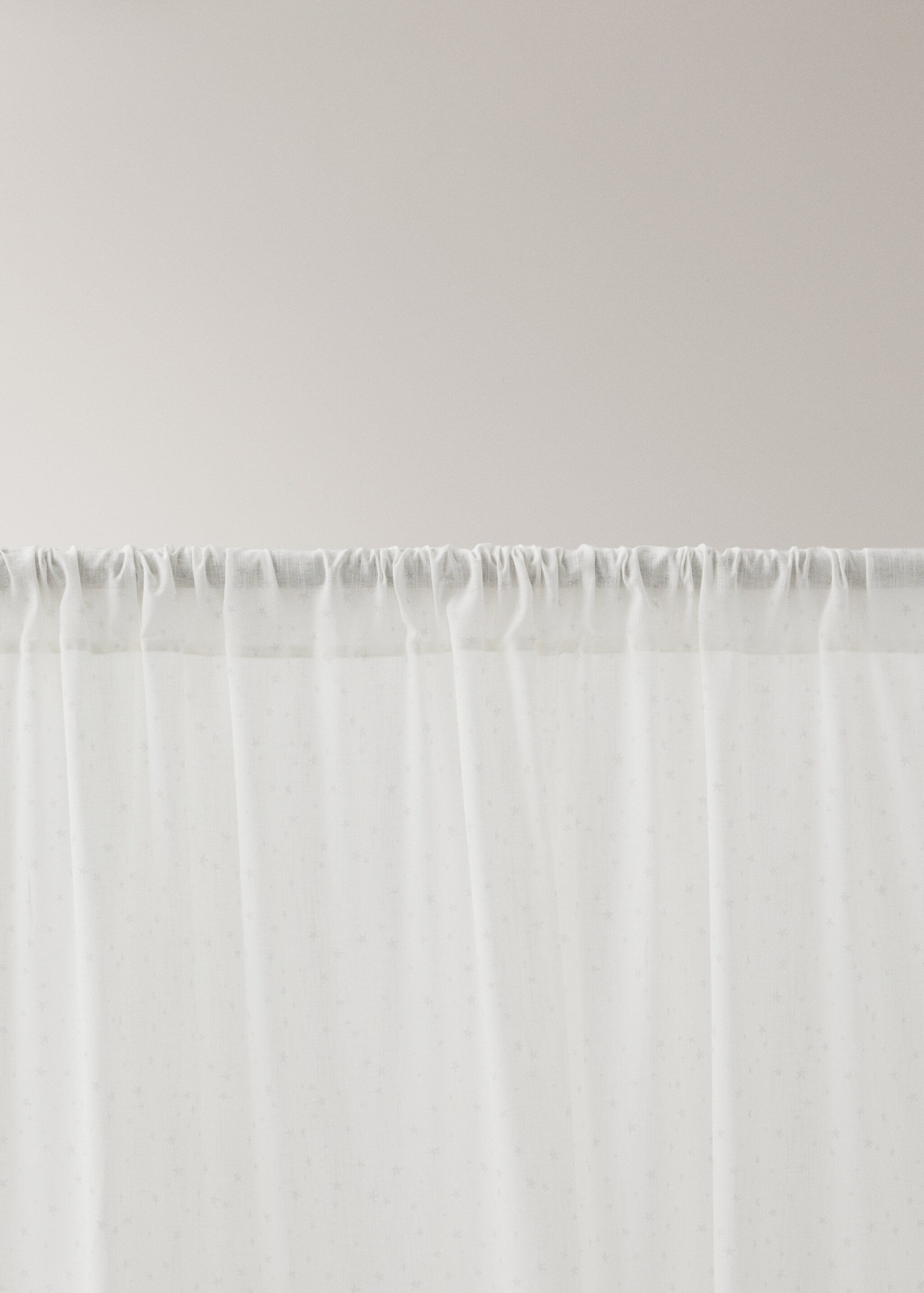 Children's cotton curtain with star print - Details of the article 2, White. Ref: 17051568-00.