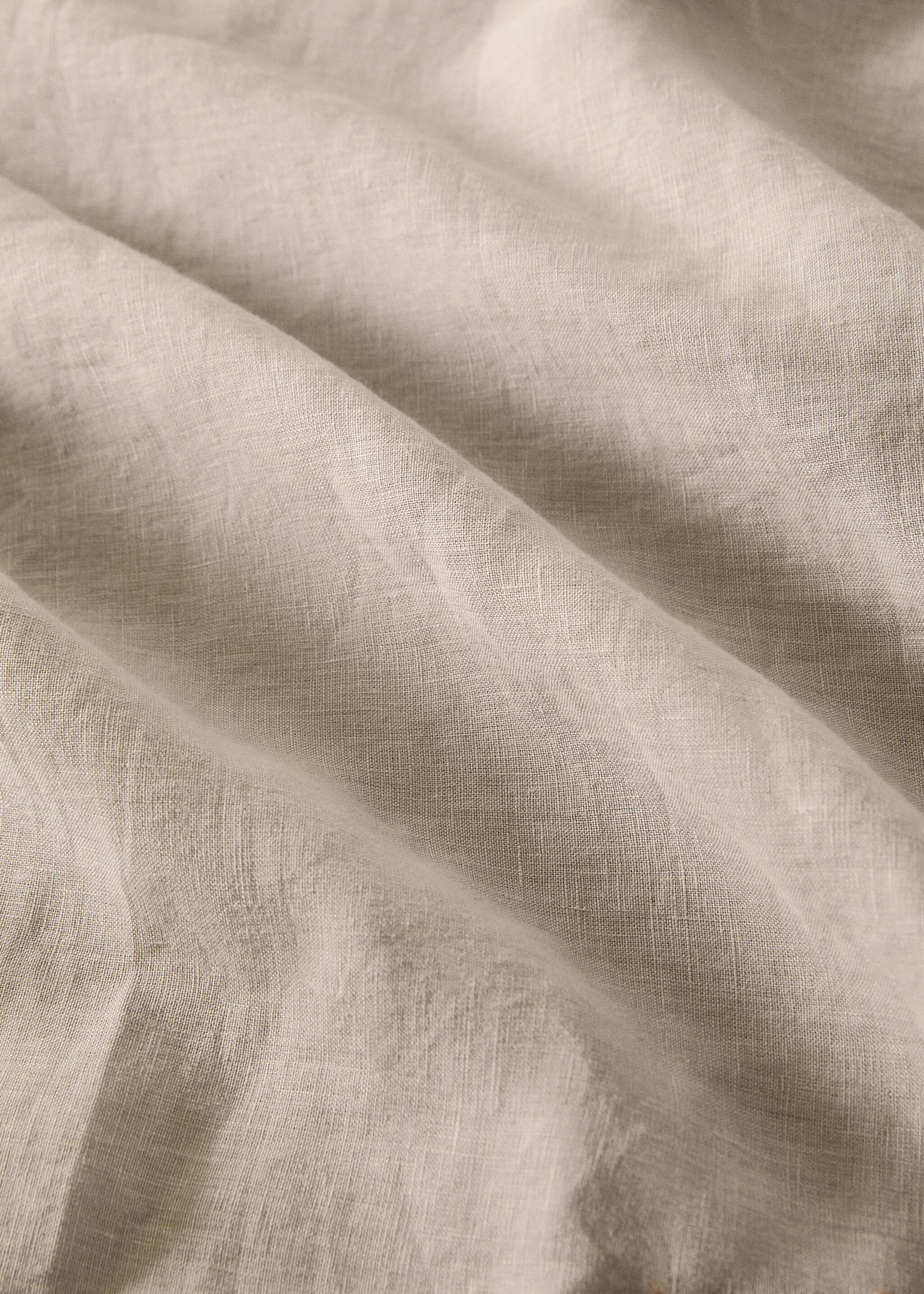 Linen curtain with hemstitch details - Details of the article 3, Medium Brown. Ref: 17051569-00.