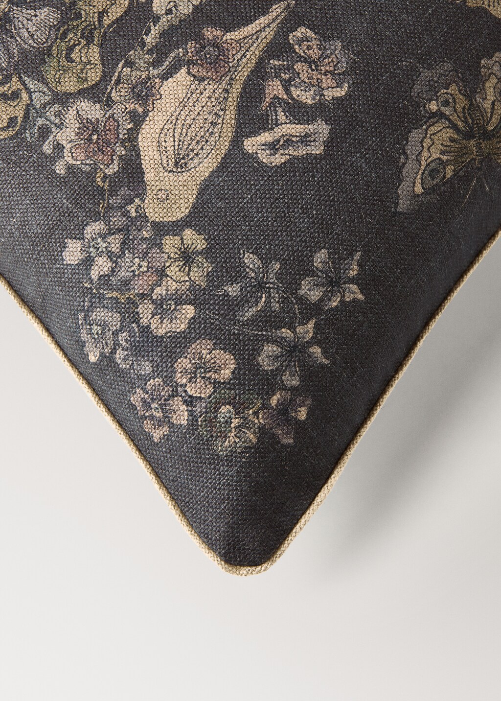 Linen floral-print cushion cover 40x60 cm