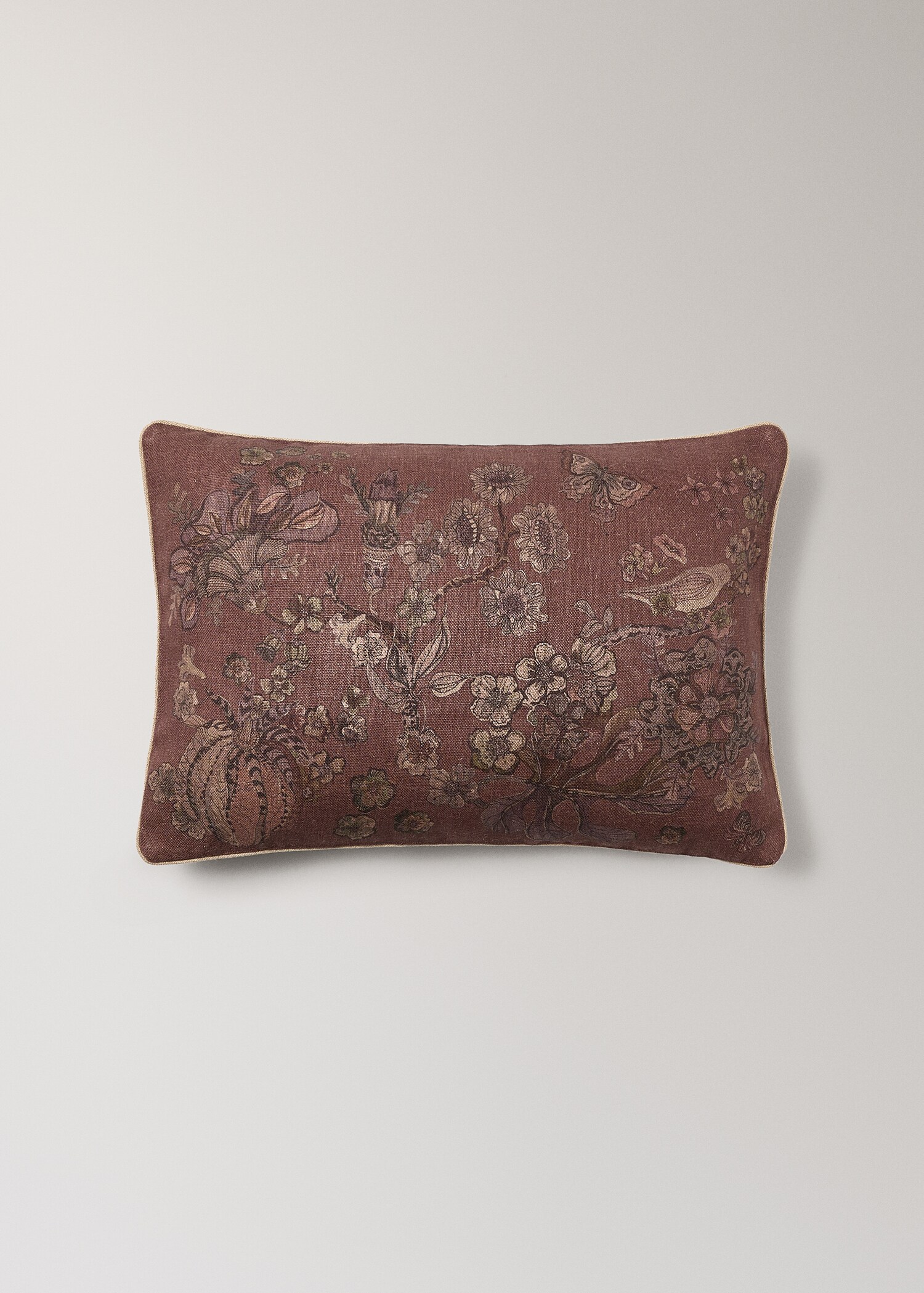 Linen floral-print cushion cover 40x60 cm - Article without model