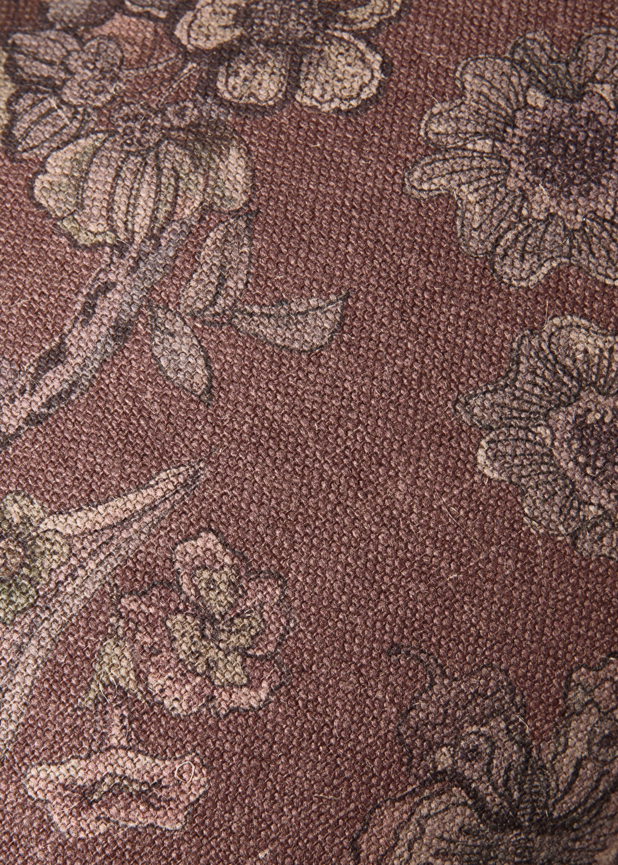 Kuddfodral i linne med blommigt tryck 40x60 cm - Detaljer om artikeln 3, Plommon. Ref: 17051591-00.