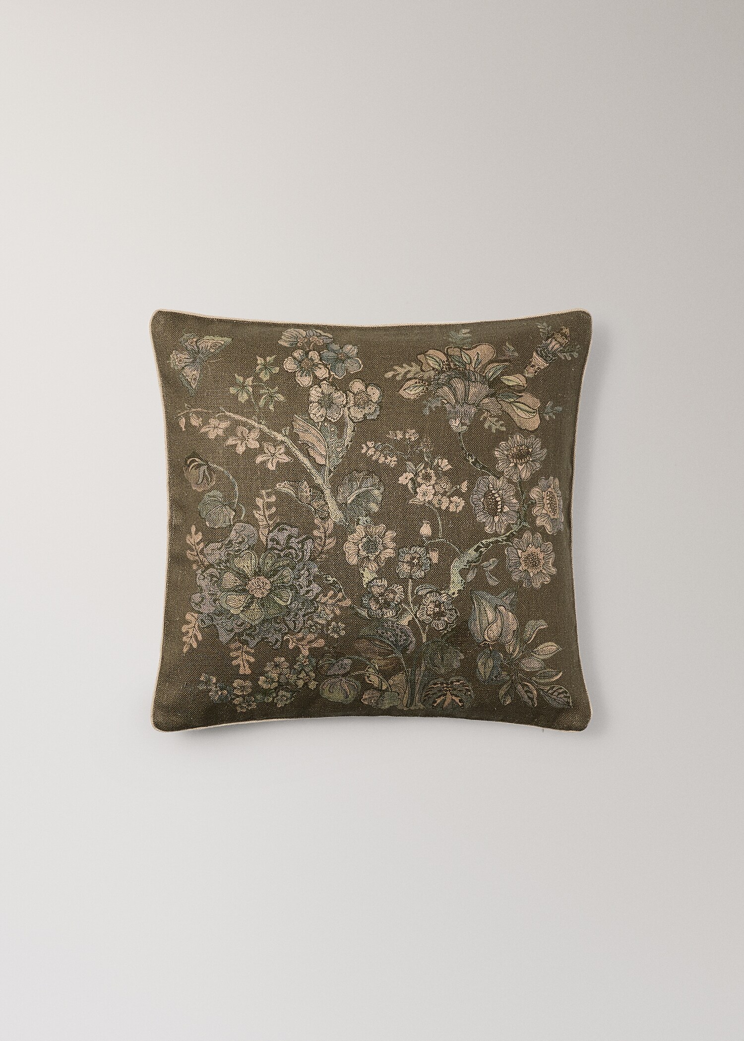 Flower print linen cushion cover 50x50 cm - Article without model