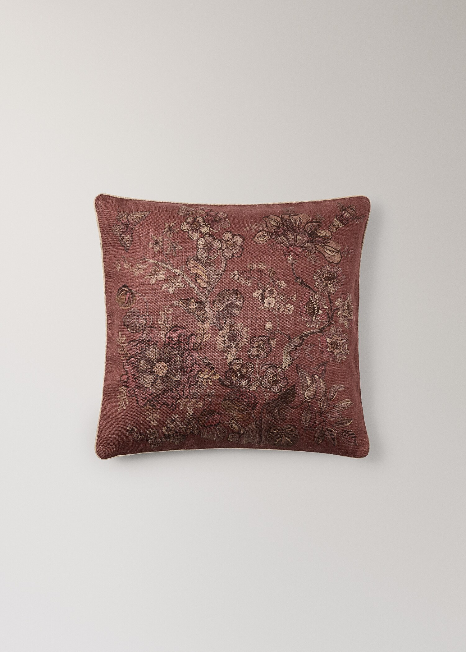 Flower print linen cushion cover 50x50 cm - Article without model