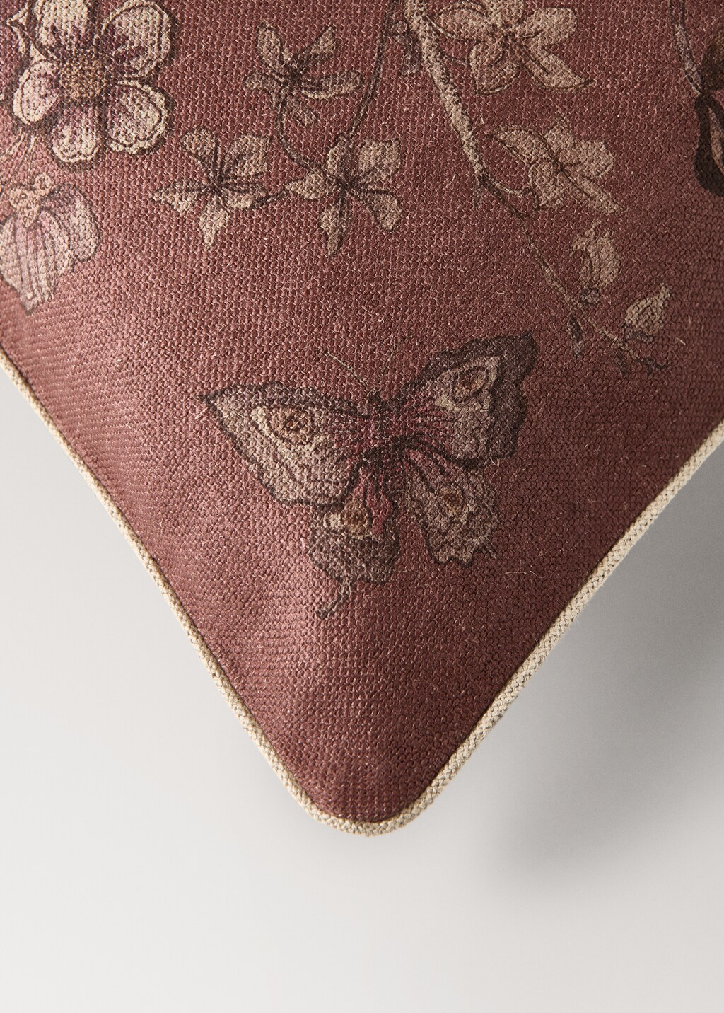 Linen floral-print cushion cover 50x50 cm