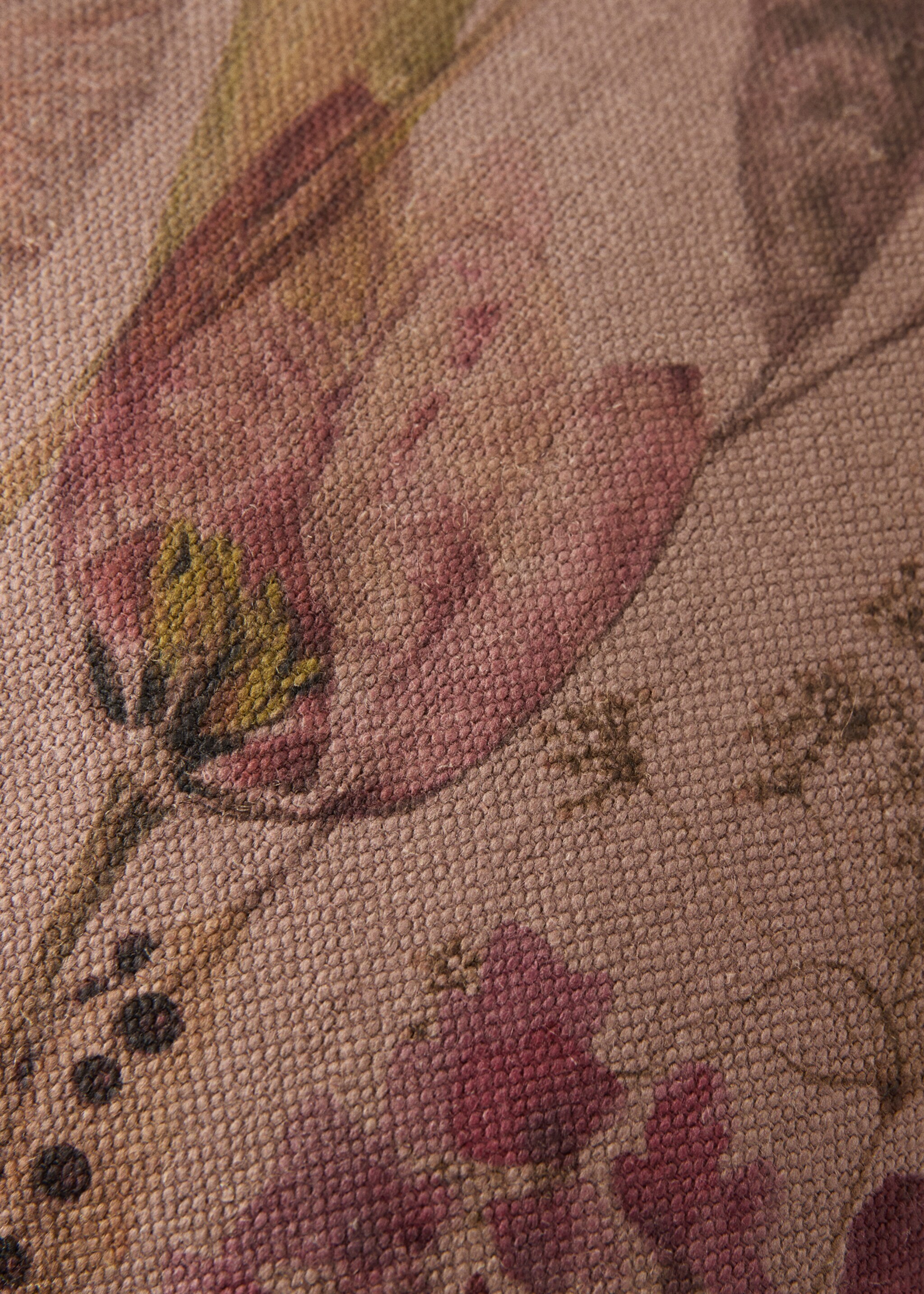 Capa de almofada decorativa de linho com estampado floral 50x50 cm - Pormenor do artigo 4, Castanho-médio. Ref: 17051593-00.