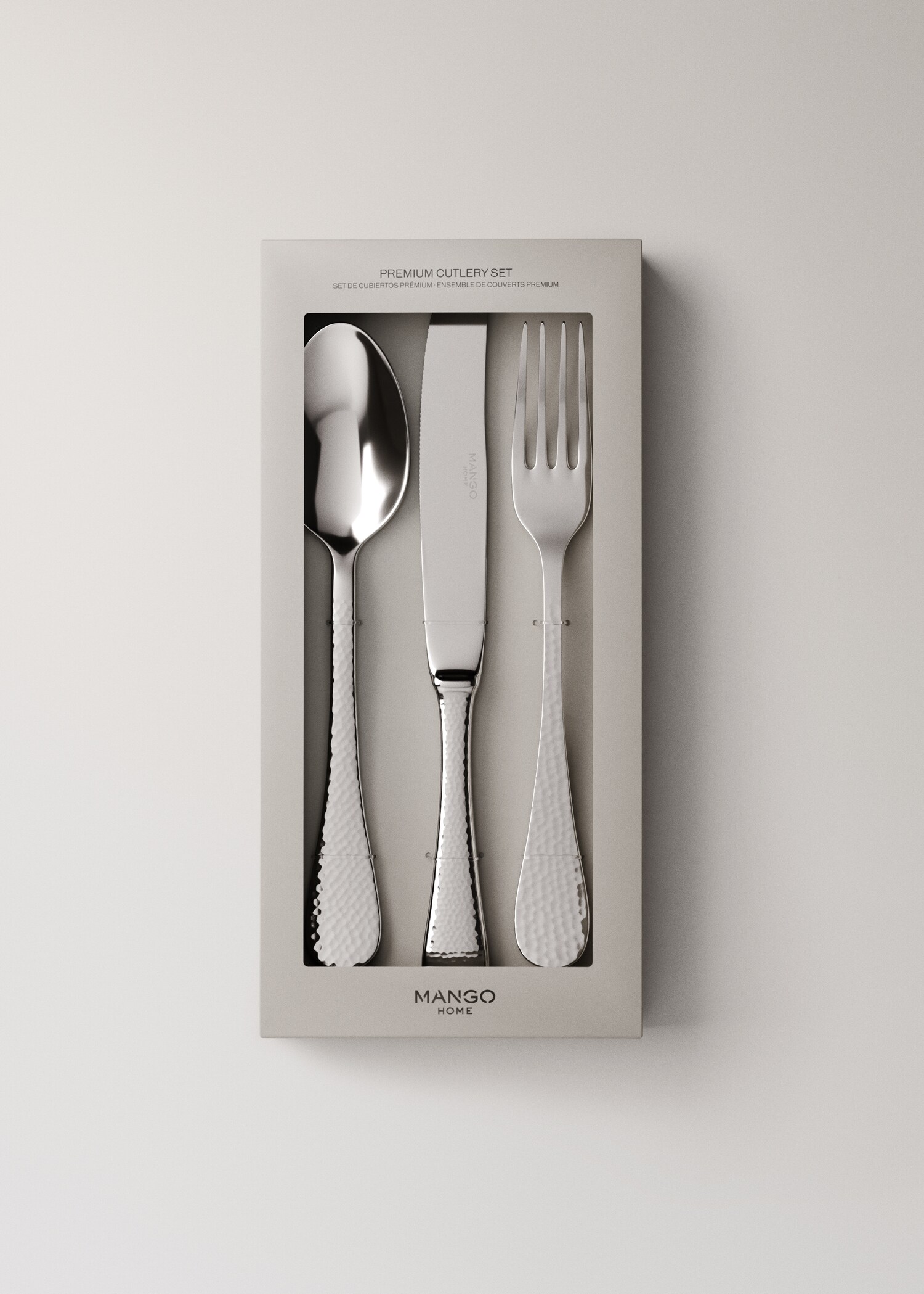 Three-piece hammered stainless steel cutlery set - Detail van het artikel 3