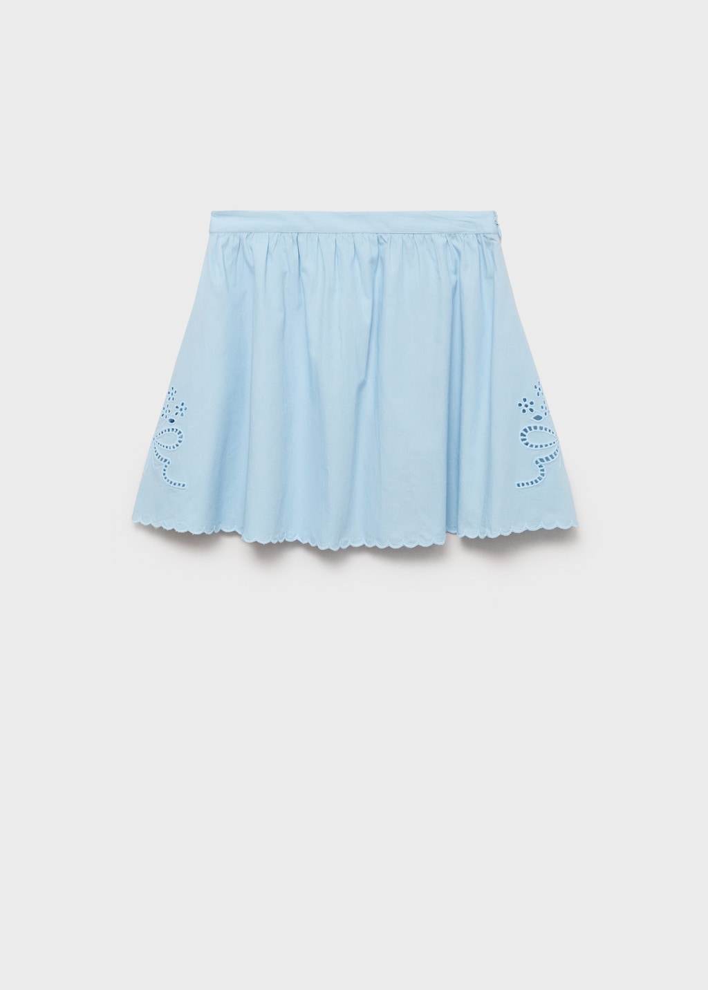 Embroidered skirt with scalloped hem