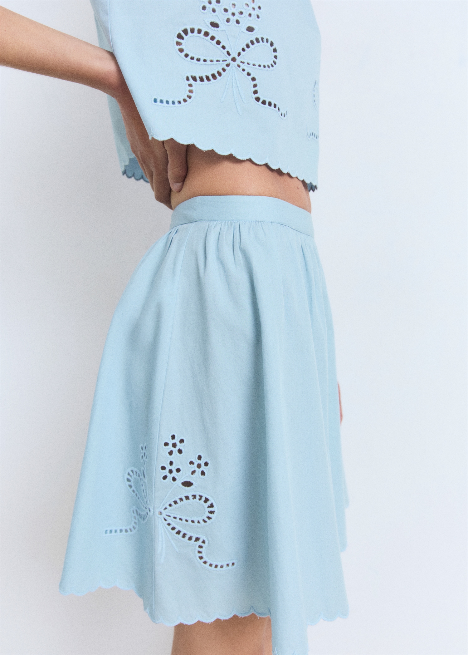 Mini Skirt Scalloped Embroidered Eyelet Skirt Embroidered Skirt